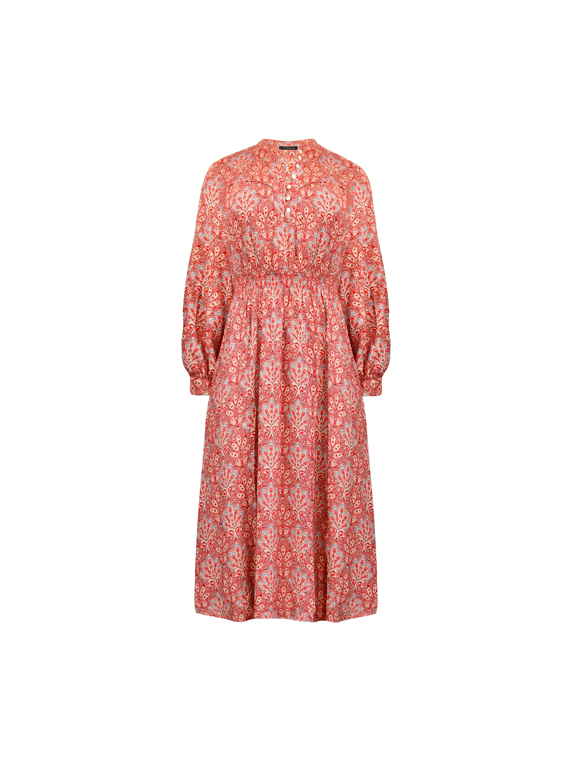 Red Paisley Shirred Waist Midaxi Dress - Image 9