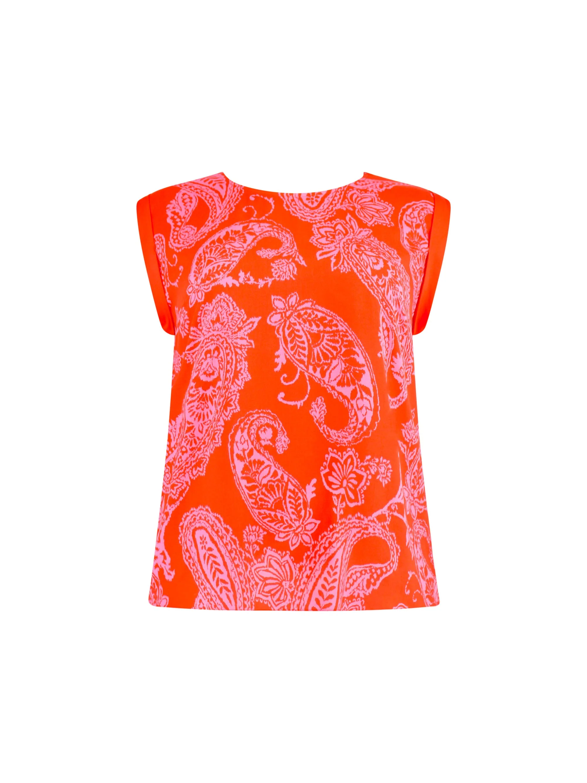 Red & Pink Paisley Print Jersey Back T-Shirt - Image 5