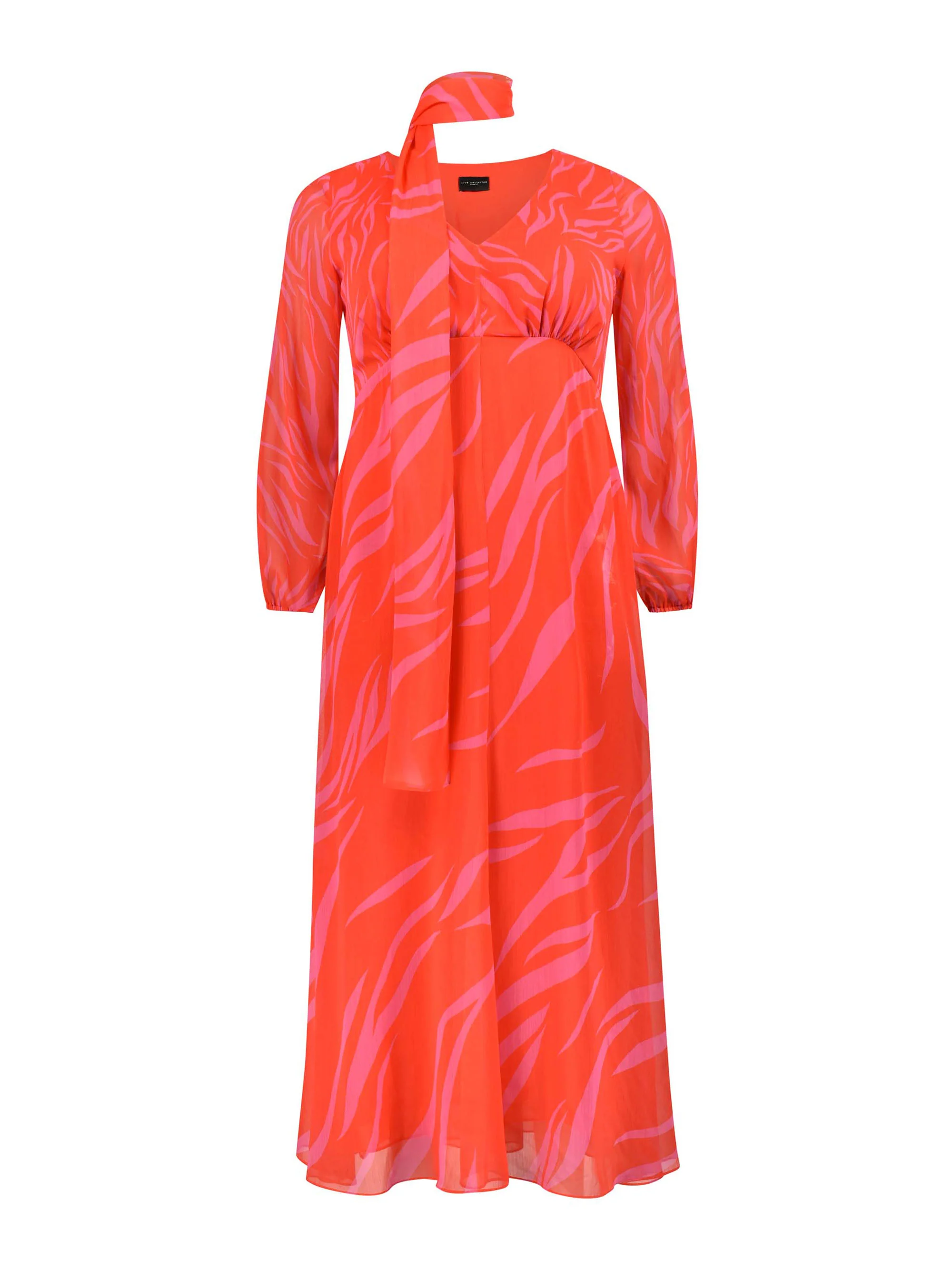 Red & Pink Zebra Print Maxi Dress With Blouson Sleeves - Image 6