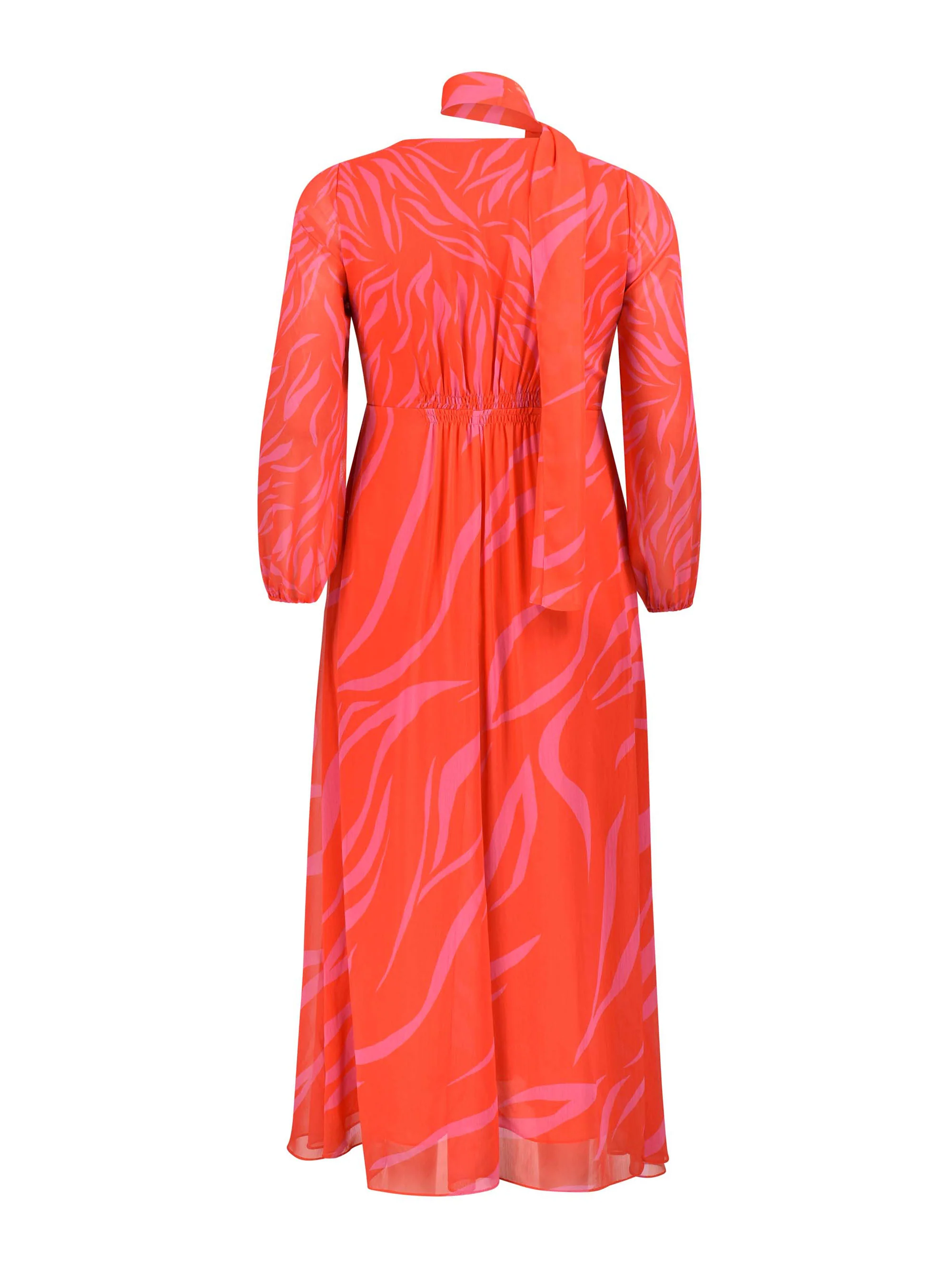 Red & Pink Zebra Print Maxi Dress With Blouson Sleeves - Image 7