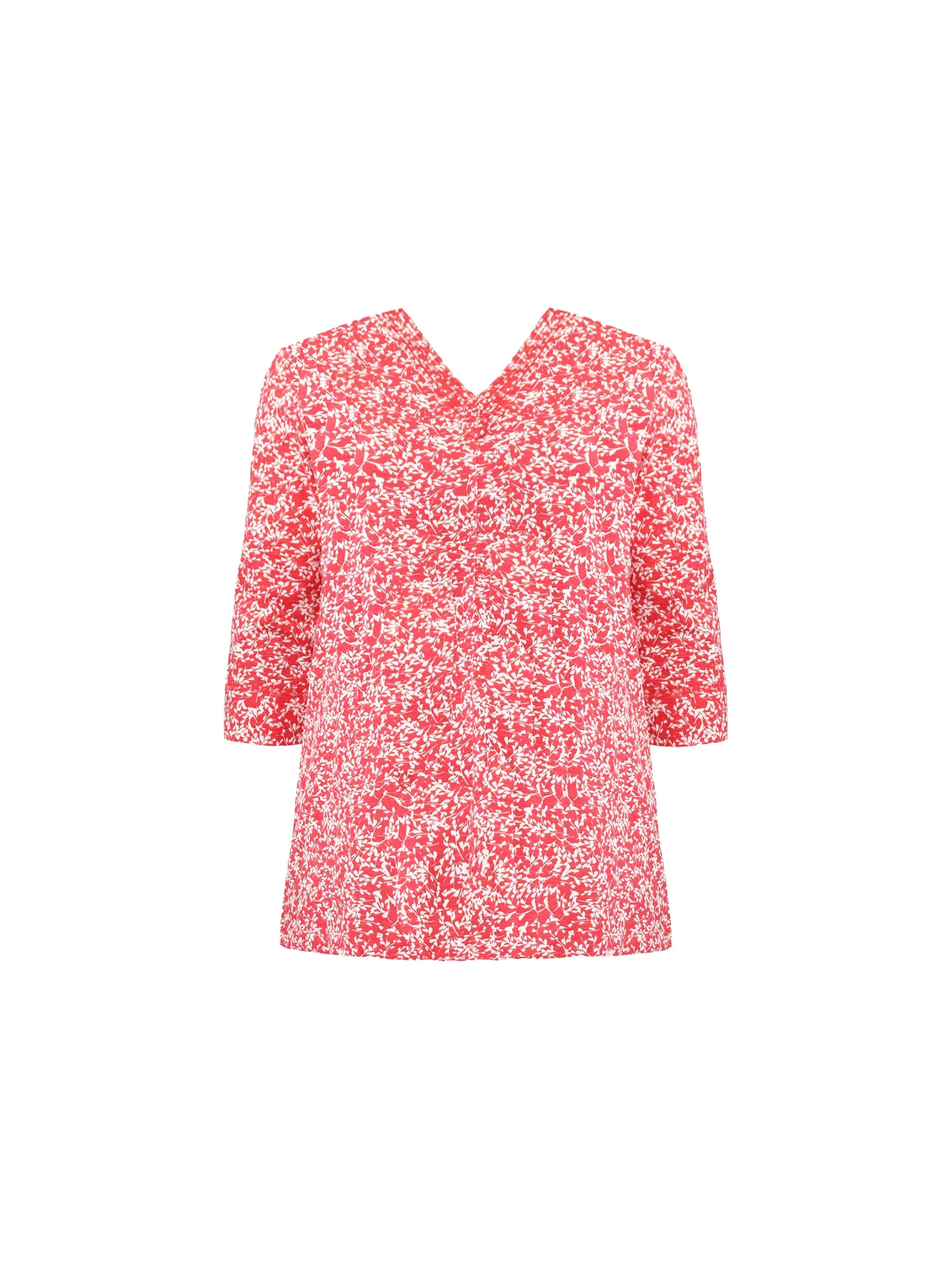 Red Print Cotton Slub Relaxed Tunic - Image 8