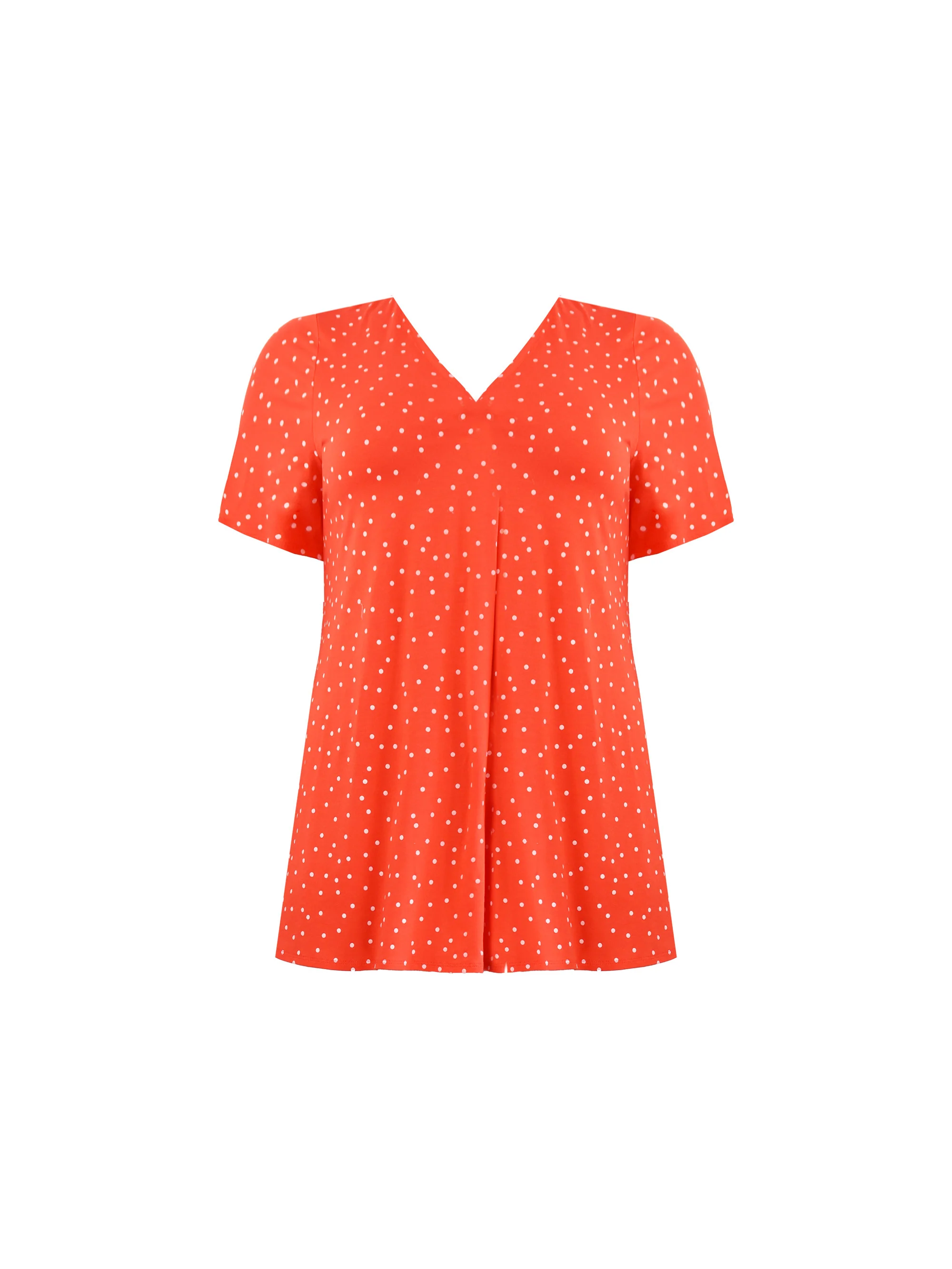 Red Spot Print Jersey Pleat Front Top - Image 8