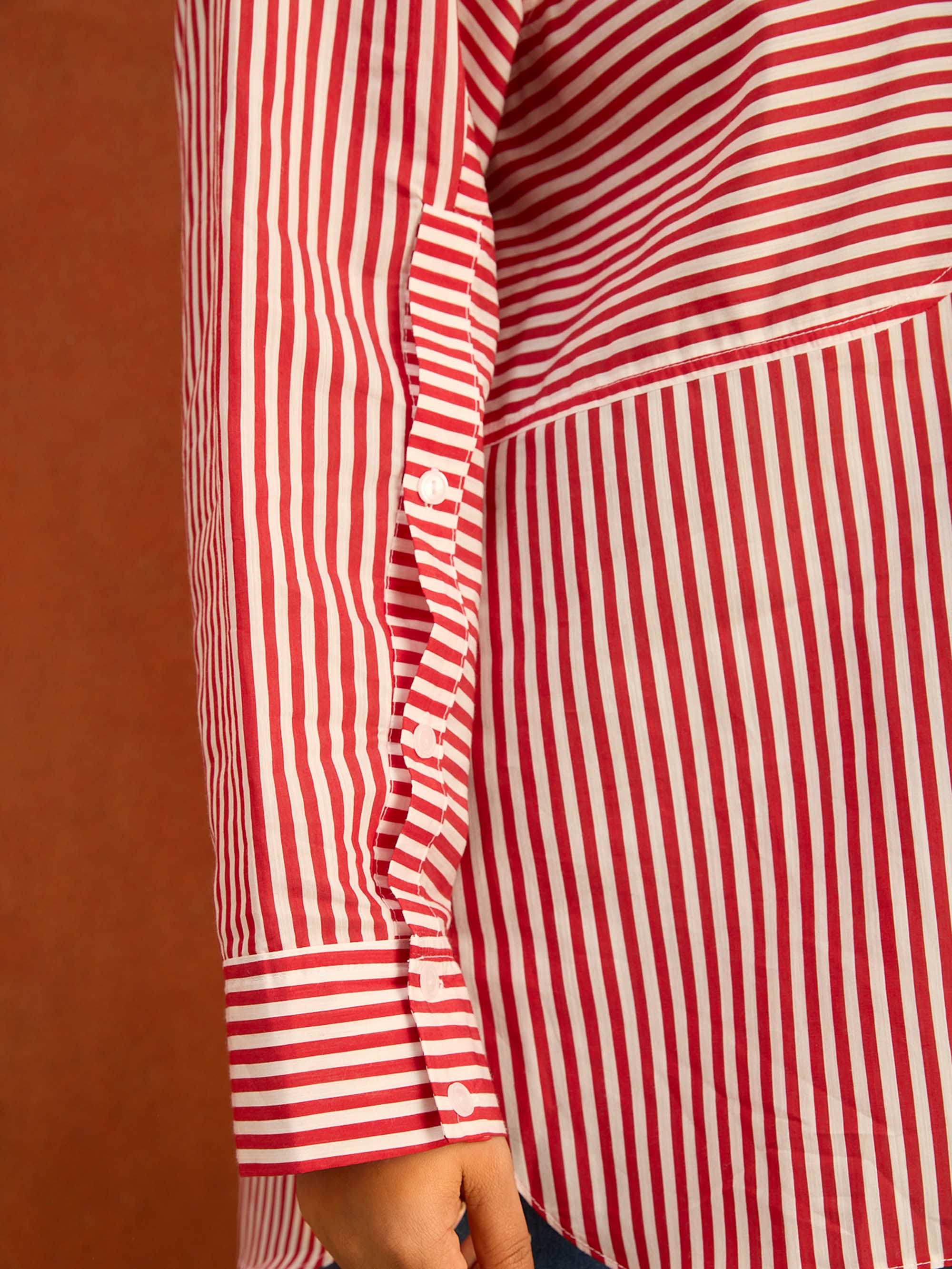 Red Striped Tencel Blend Shirt - Image 3