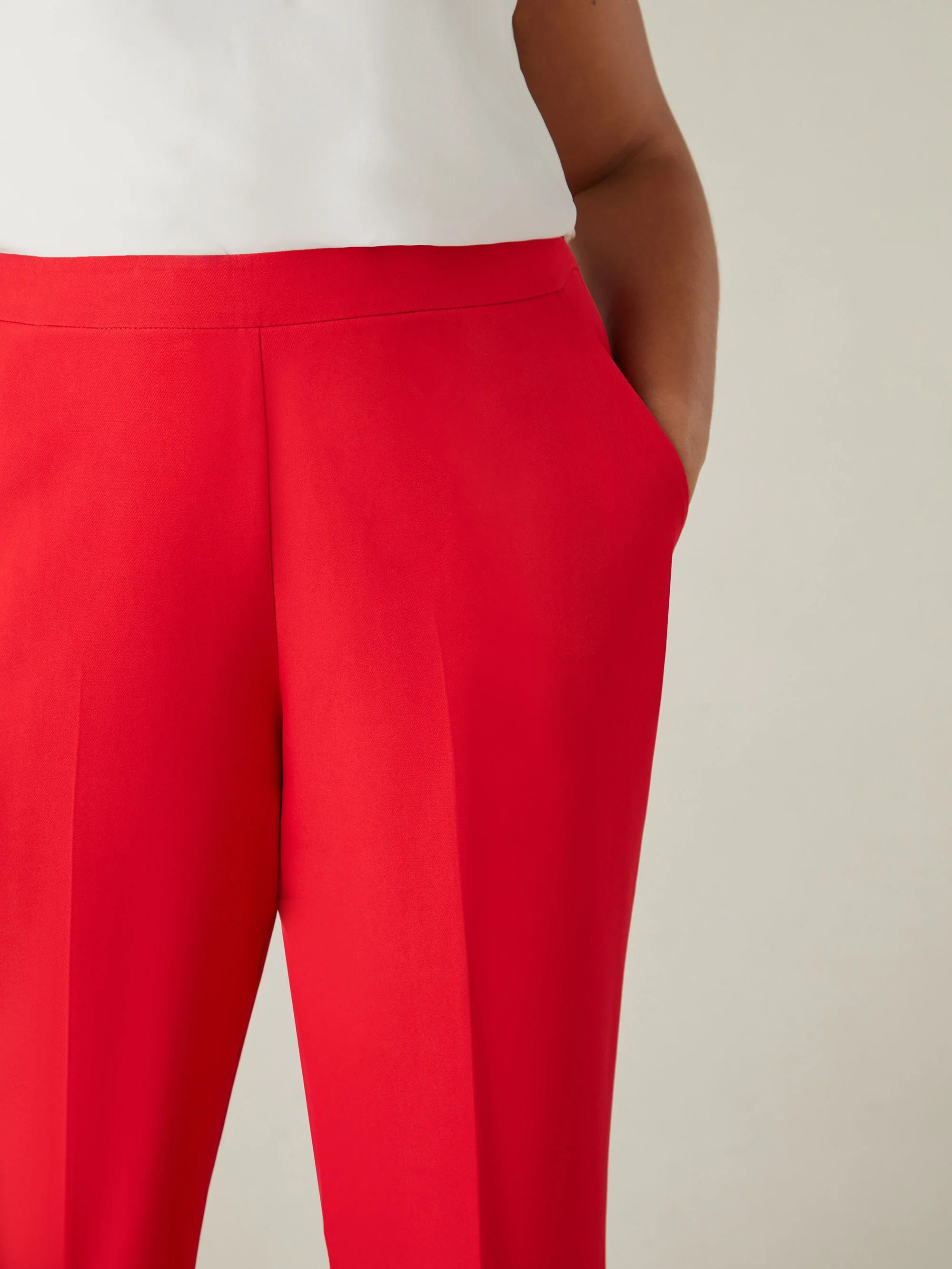 Red Tailored Side Split Trousers - Image 3