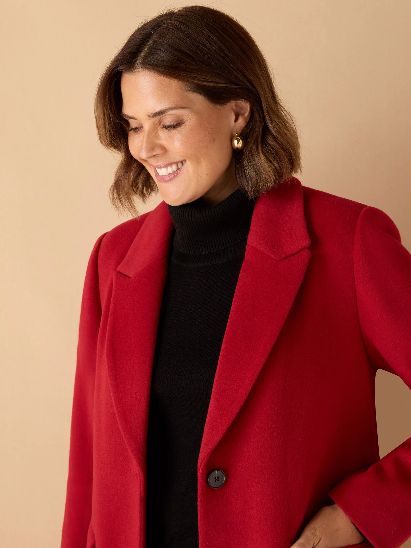 Red Wool Blend Tailored Coat - Image 6