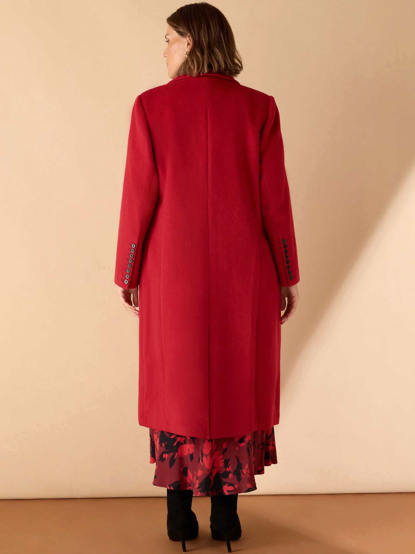 Red Wool Blend Tailored Coat - Image 7