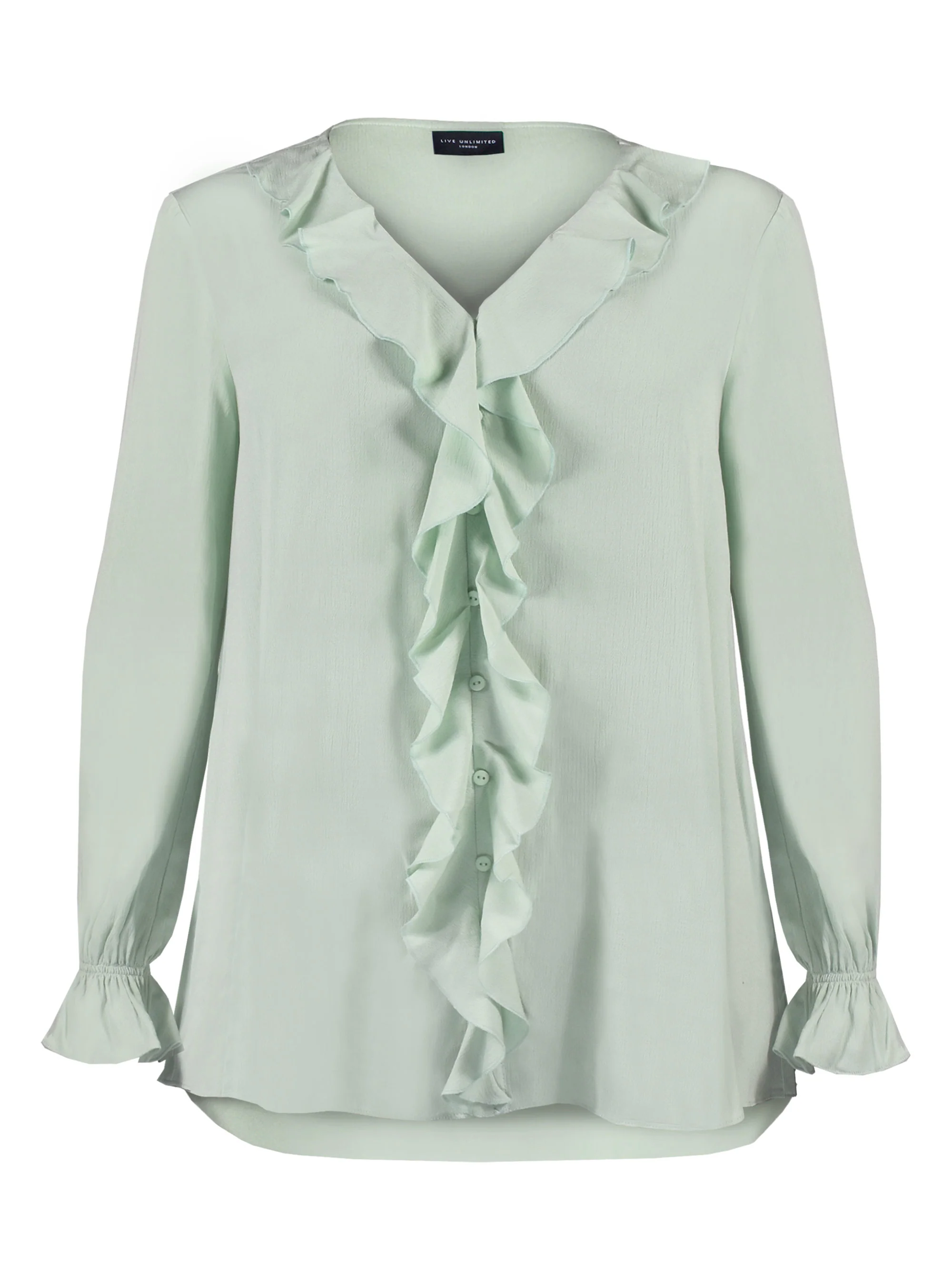Sage Green Crinkle Ruffle Blouse - Image 2