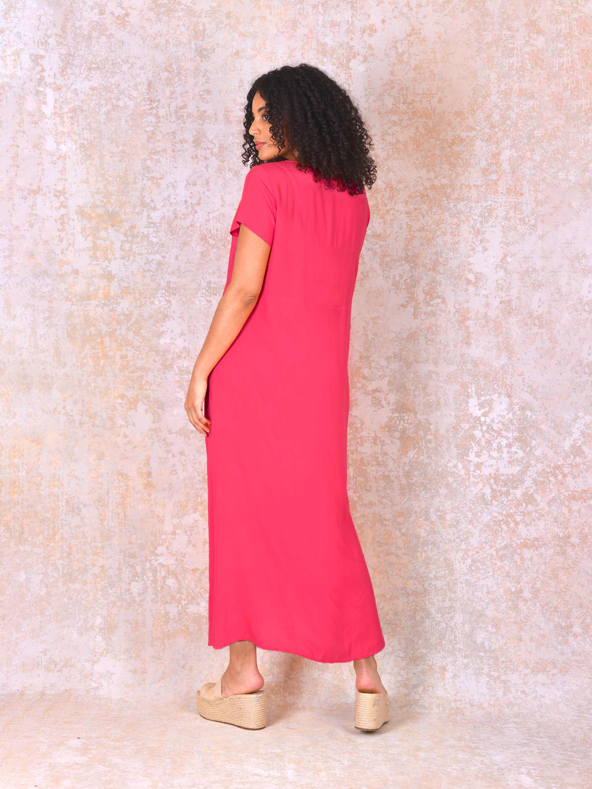 Pink Short Sleeve Jersey Midi dress - Image 2