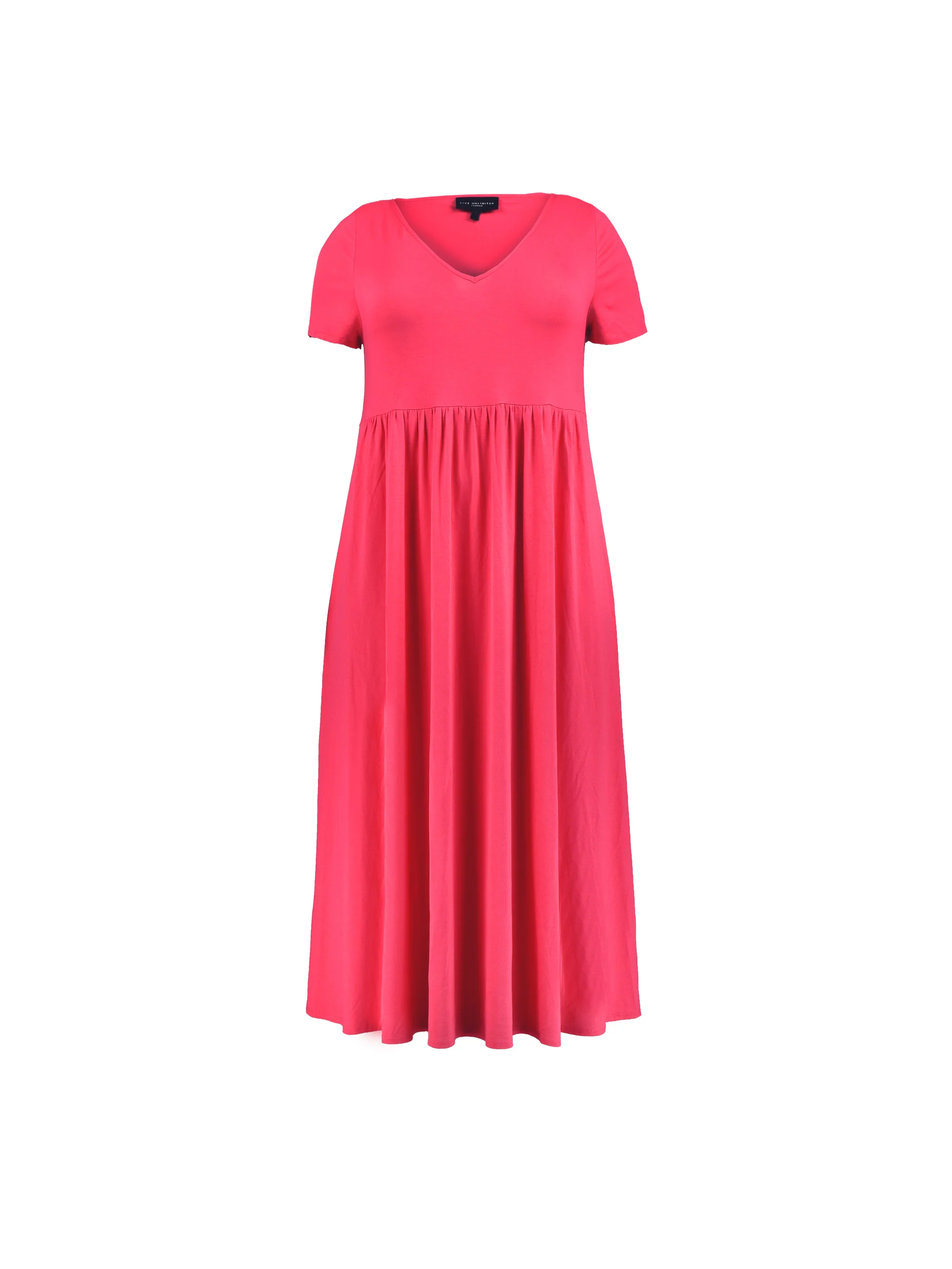 Pink Short Sleeve Jersey Midi dress - Image 3