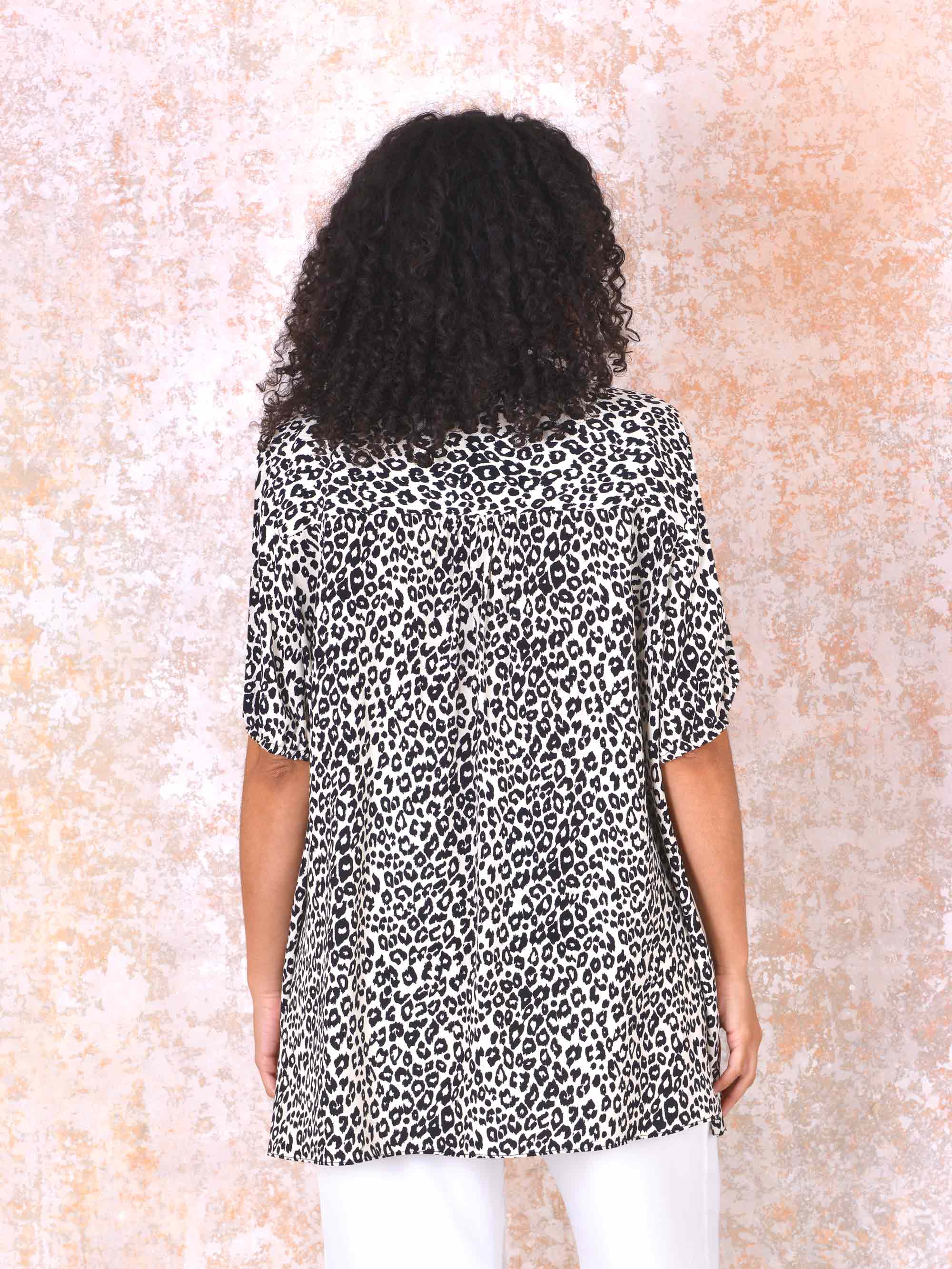 Short Sleeve Nehru Collar Swing Top - Image 3