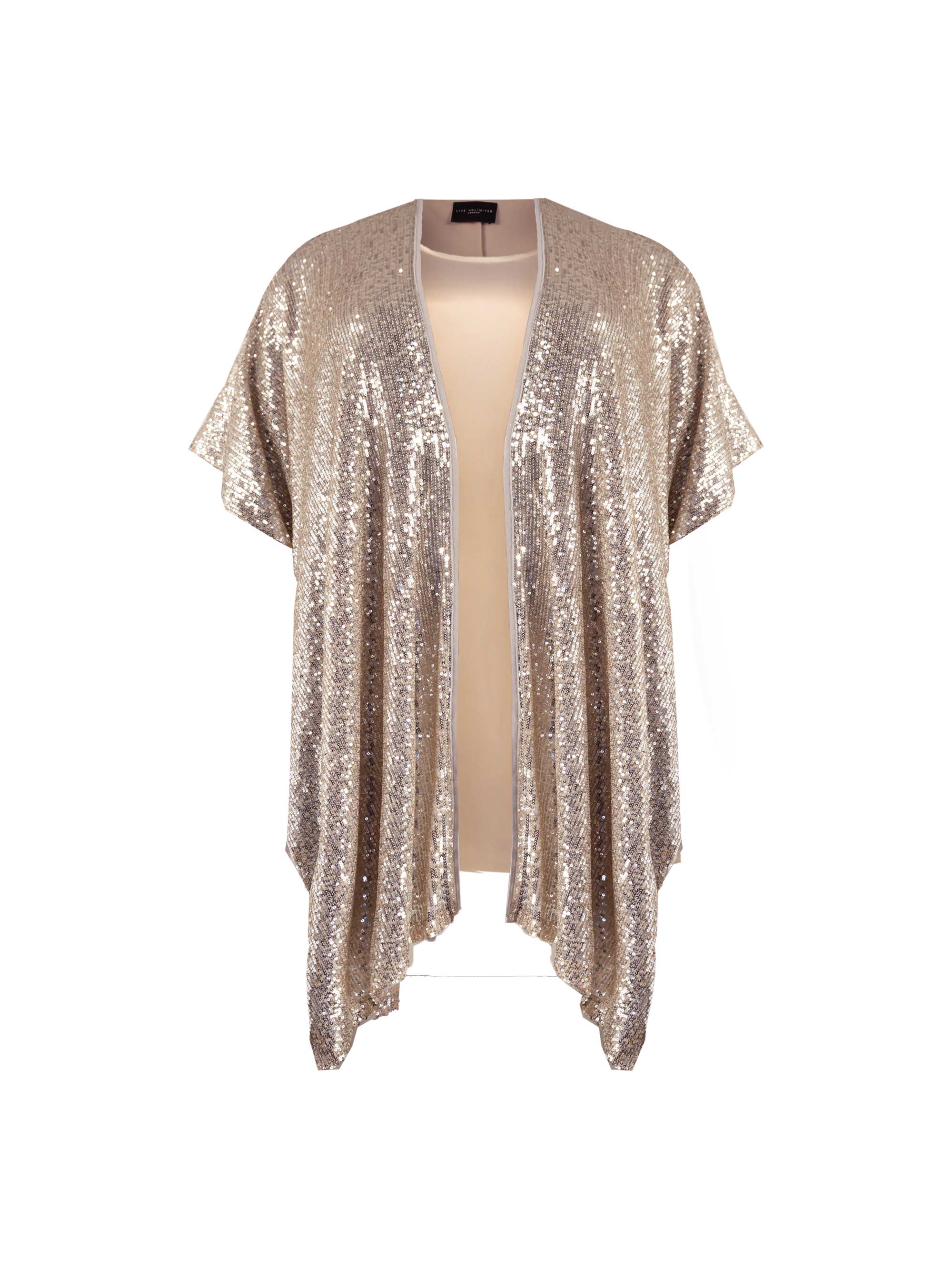 Silver Sequin Kimono with Satin Vest - Image 5