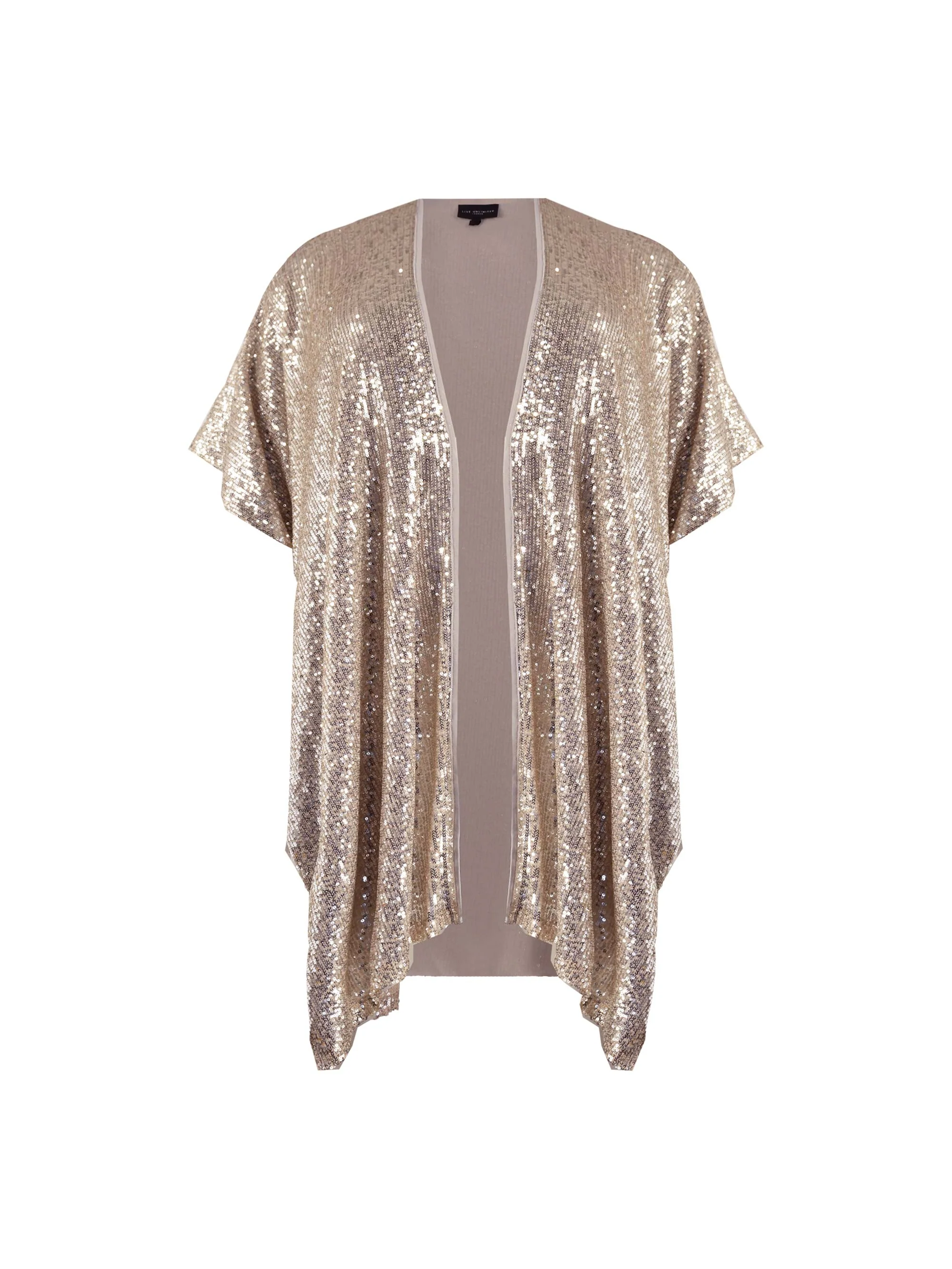 Silver Sequin Kimono with Satin Vest - Image 6