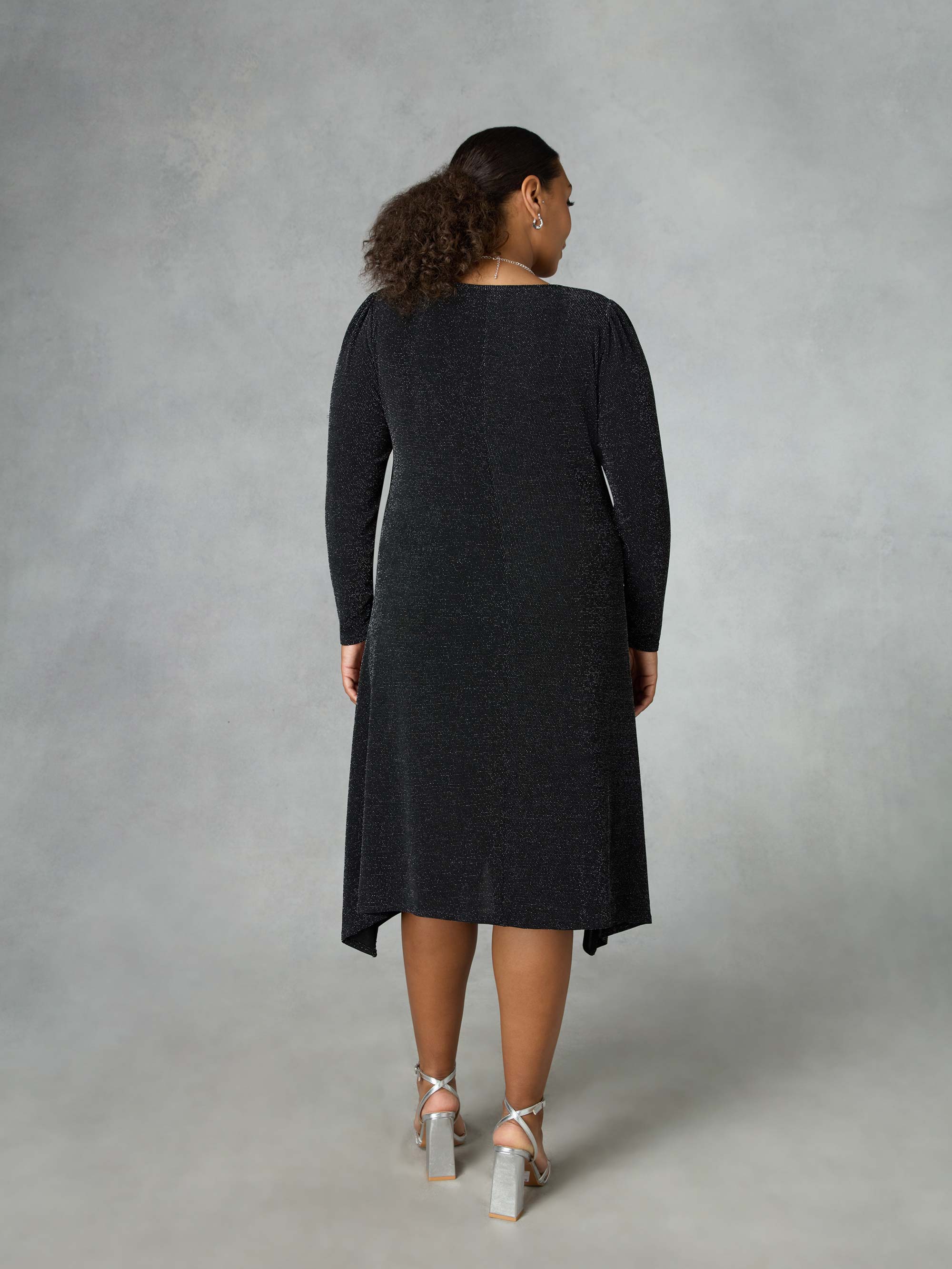 Silver Sparkle Jersey Hanky Hem Dress - Image 3
