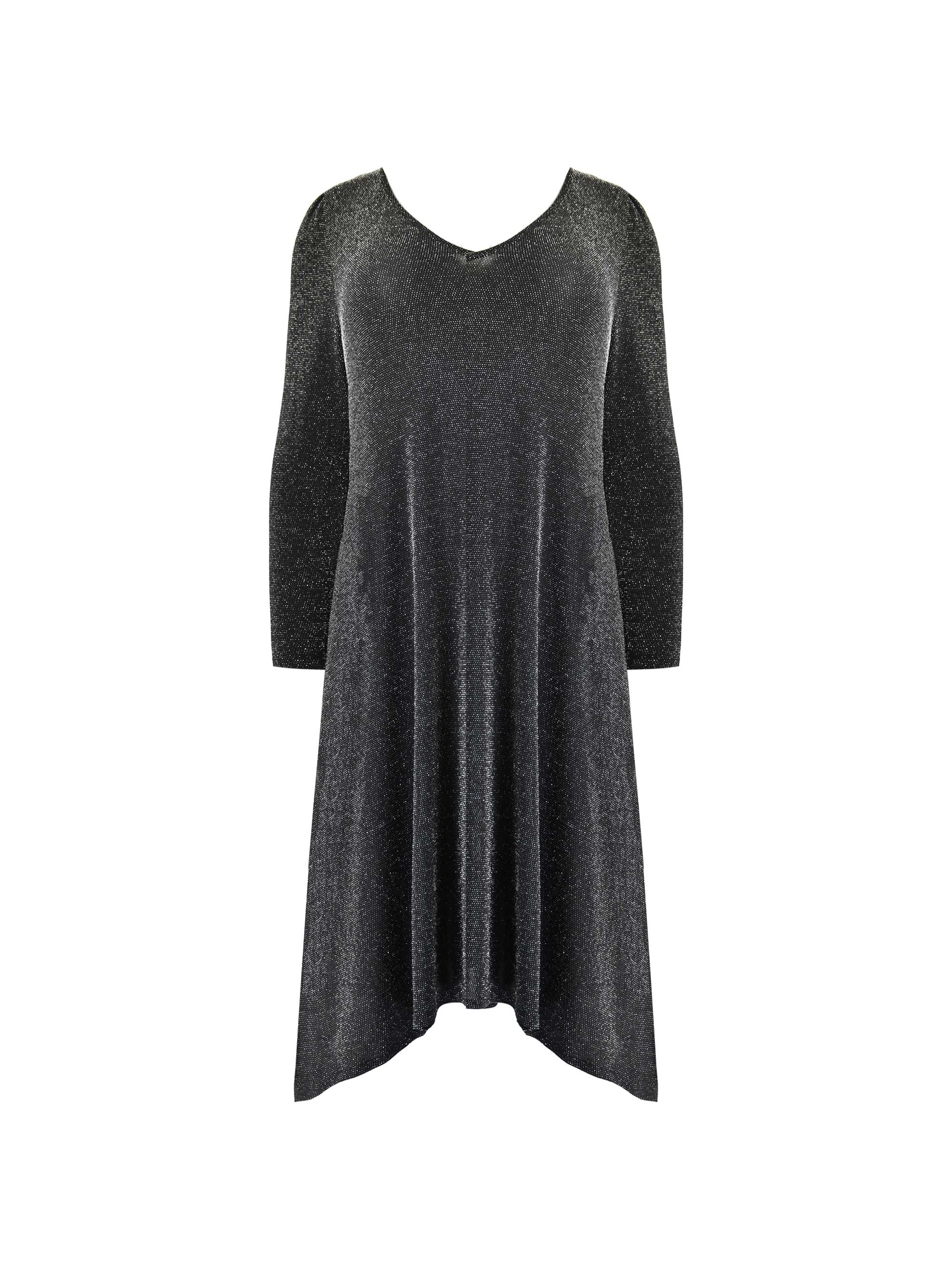 Silver Sparkle Jersey Hanky Hem Dress - Image 4