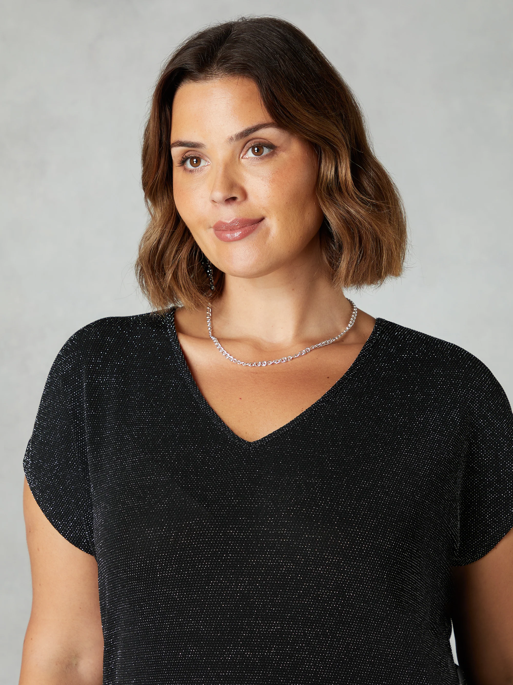 Silver Sparkle Jersey Side Split Tunic - Image 2