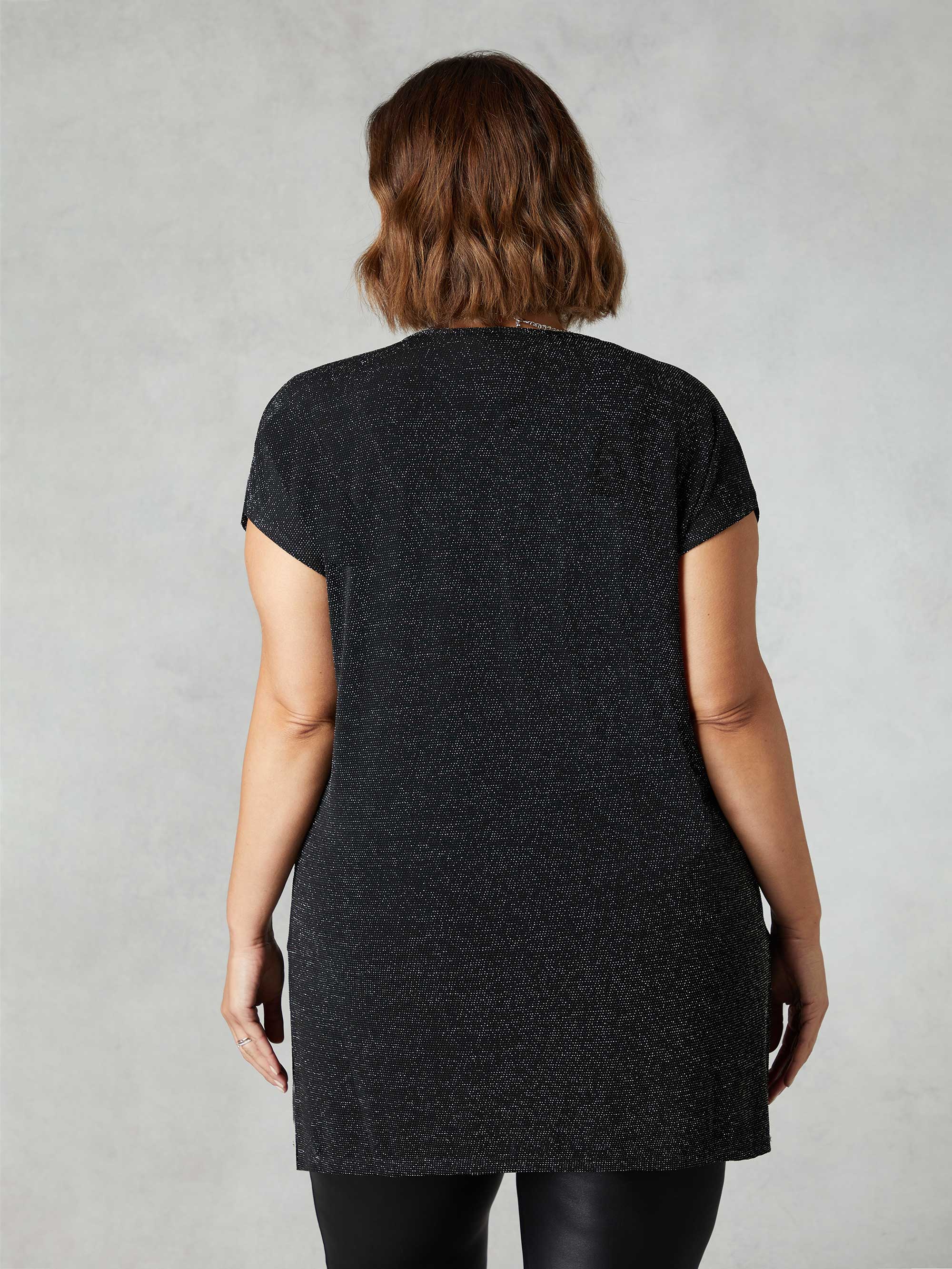 Silver Sparkle Jersey Side Split Tunic - Image 3