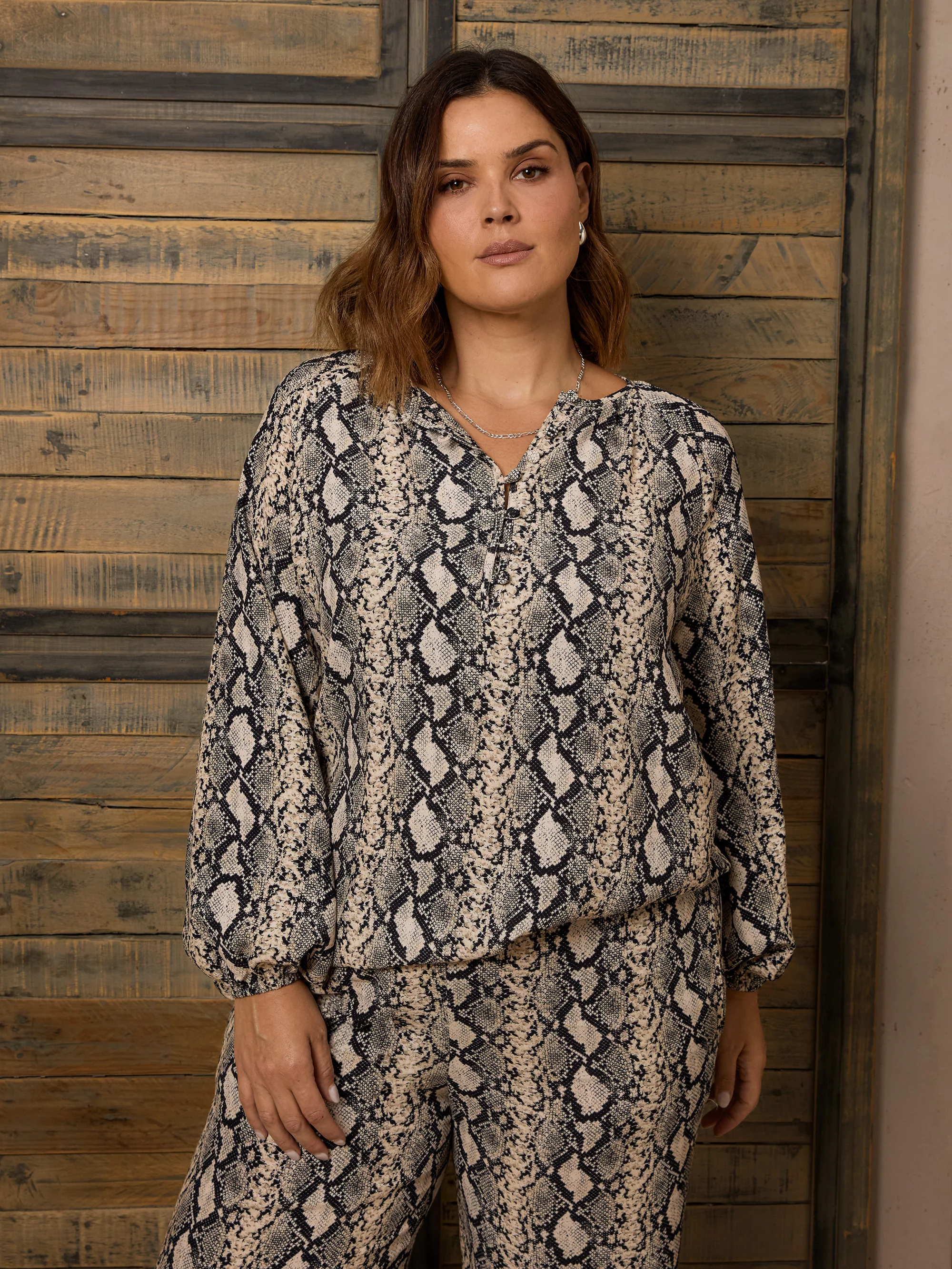 Snake Print Button Front Blouse - Image 5