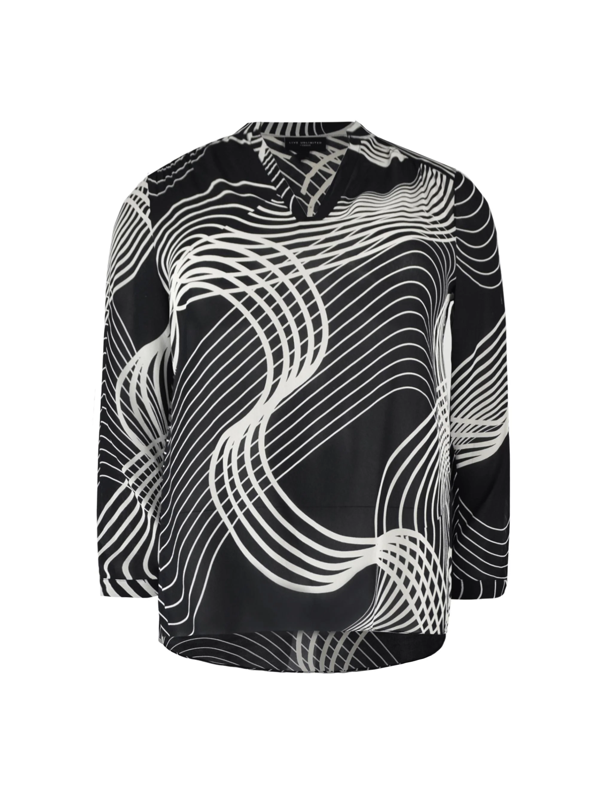 Black & White Swirl Print Blouse - Image 5
