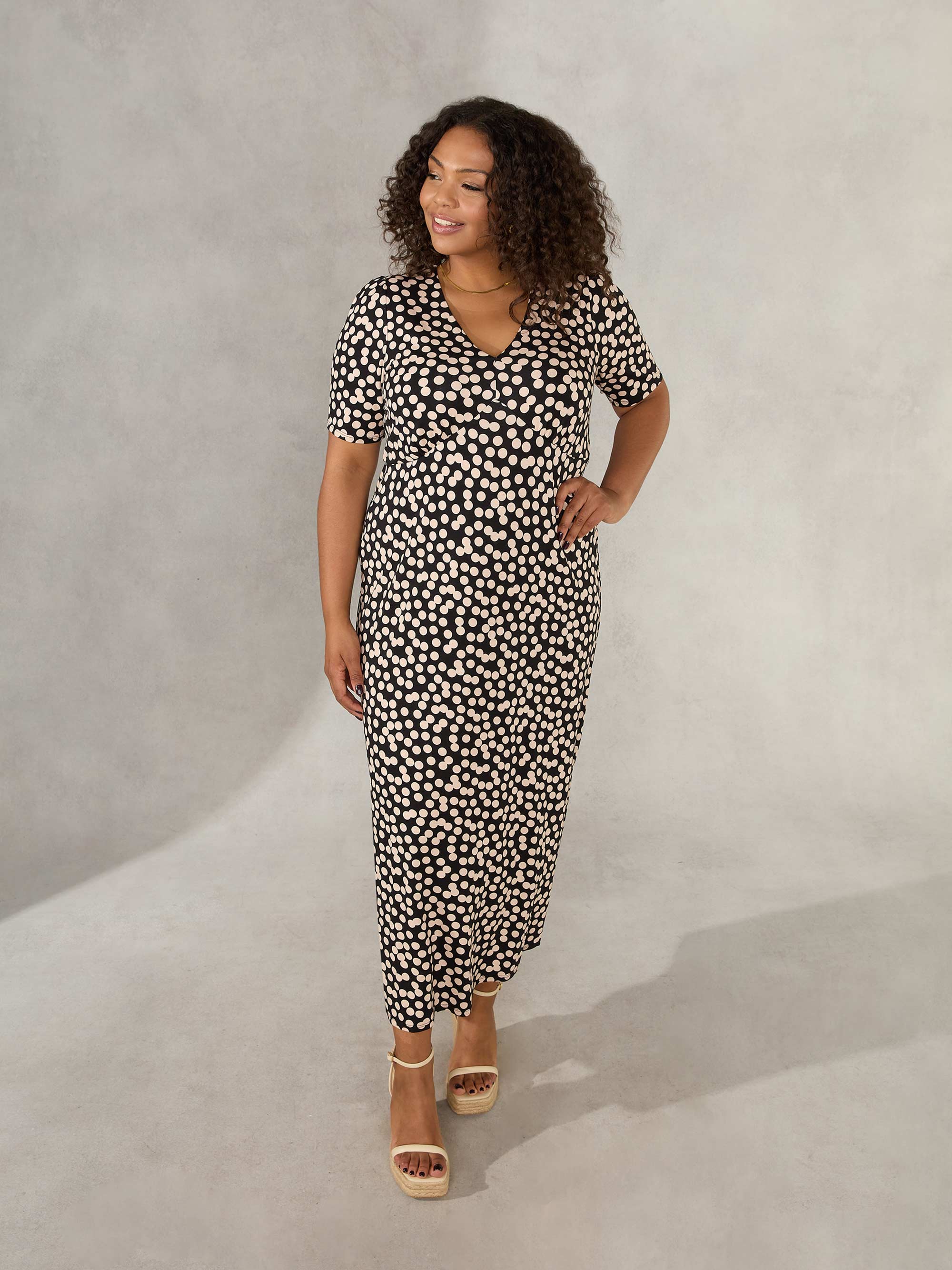 Black & Stone Spot Empire Line Maxi Dress