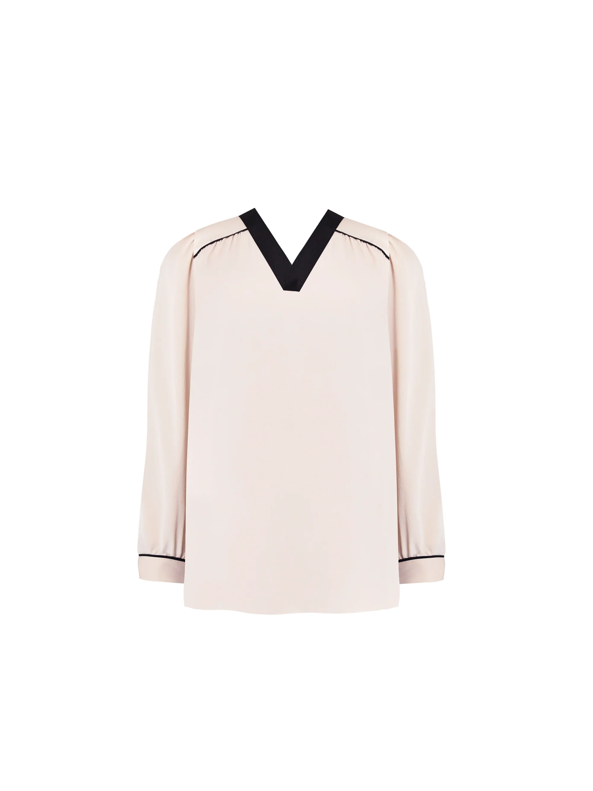 Stone Contrast Neck Band Blouse - Image 5