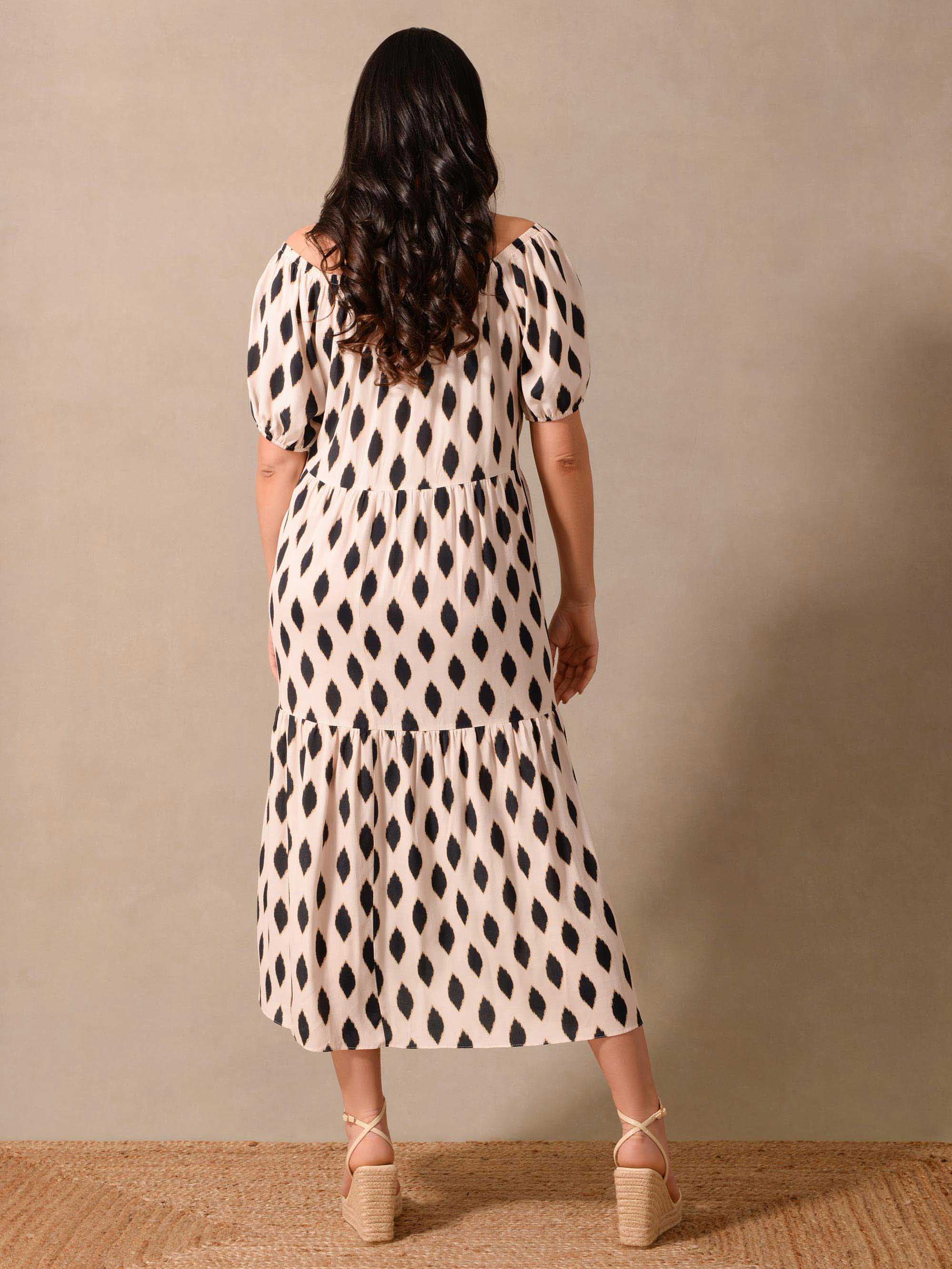 Stone Diamond Print Bardot Maxi Dress - Image 4
