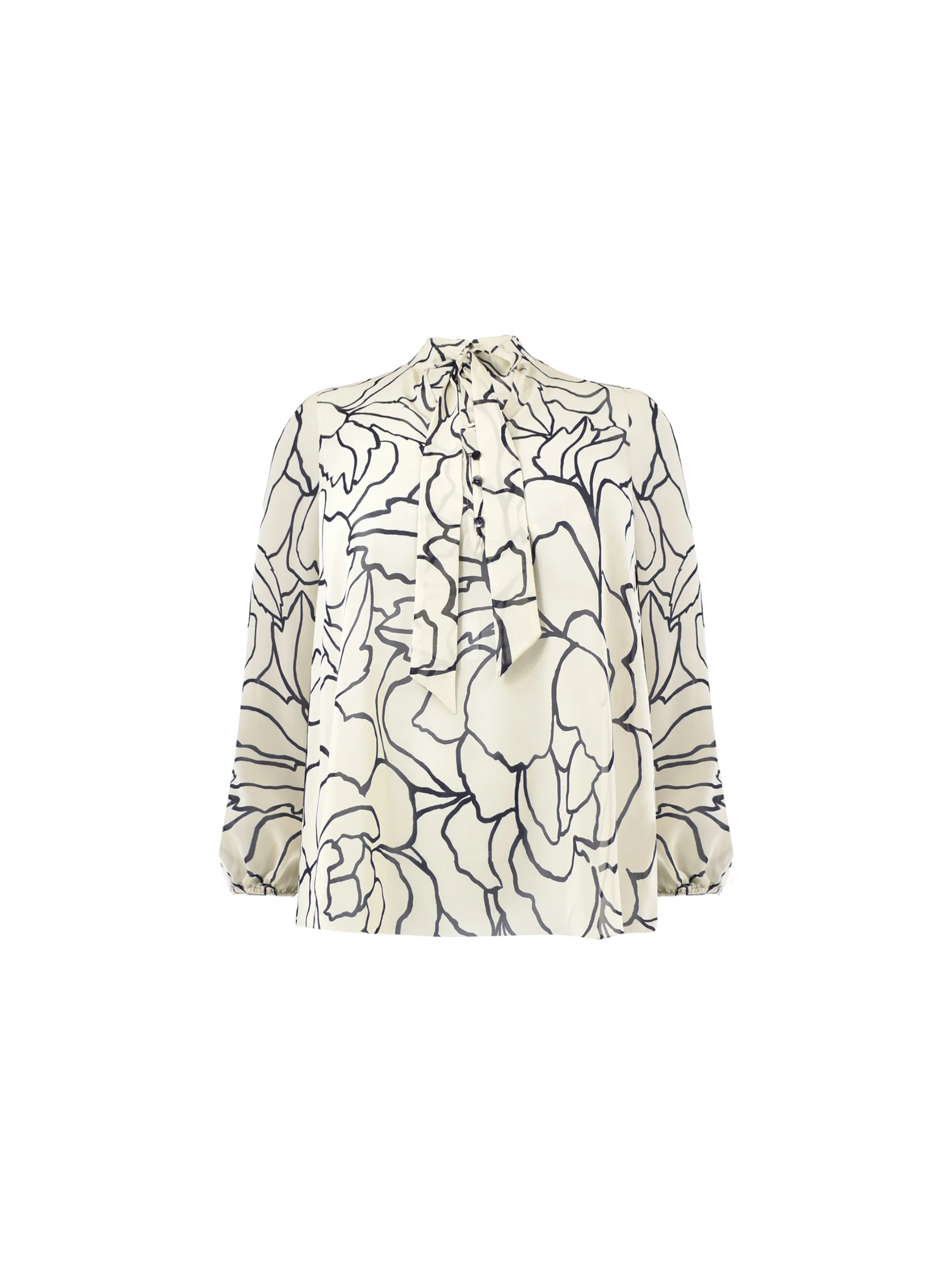 Stone Floral Print Chiffon Tie Neck Blouse - Image 8