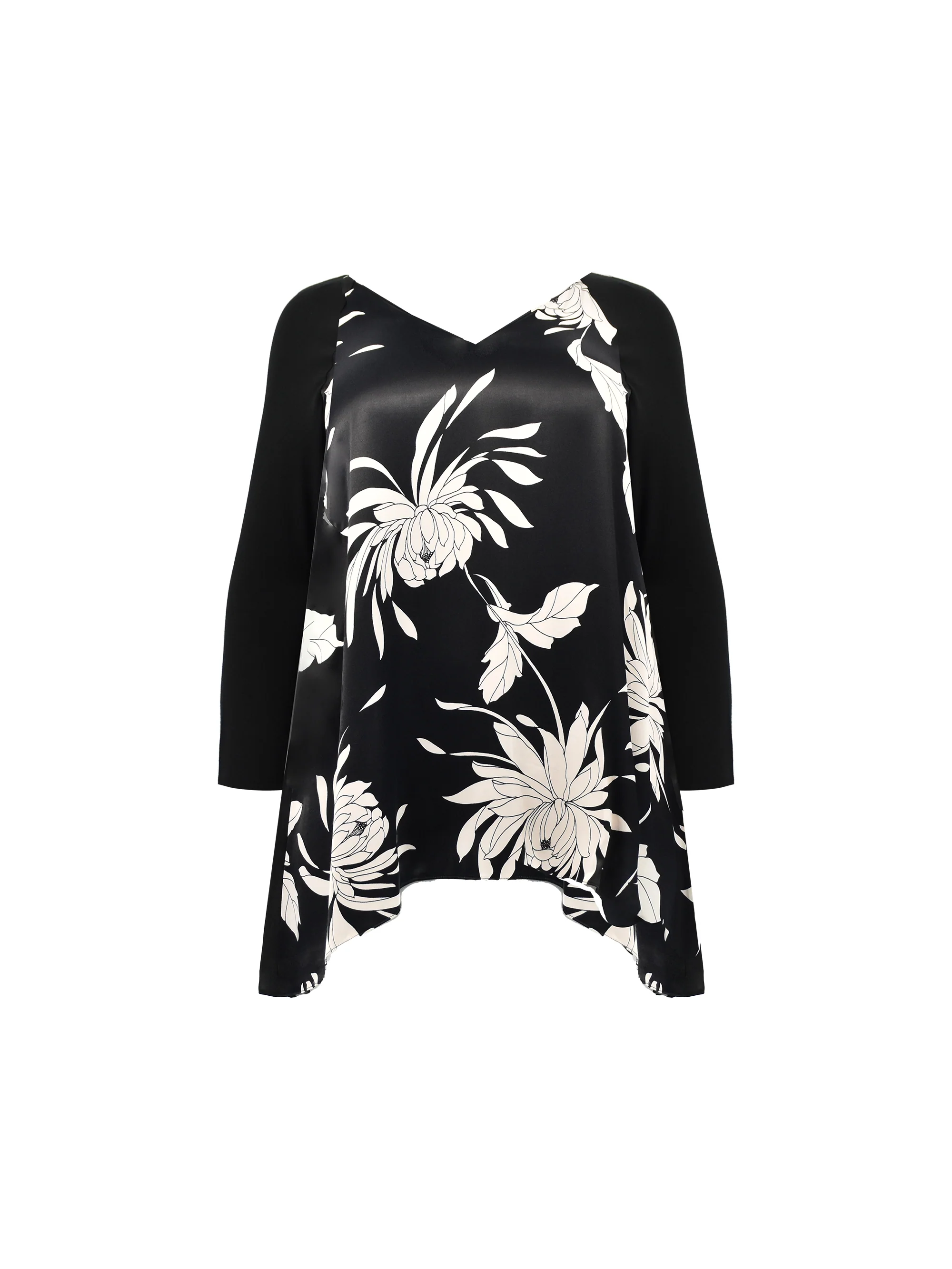 Stone Floral Print Satin Front High Low Tunic - Image 5