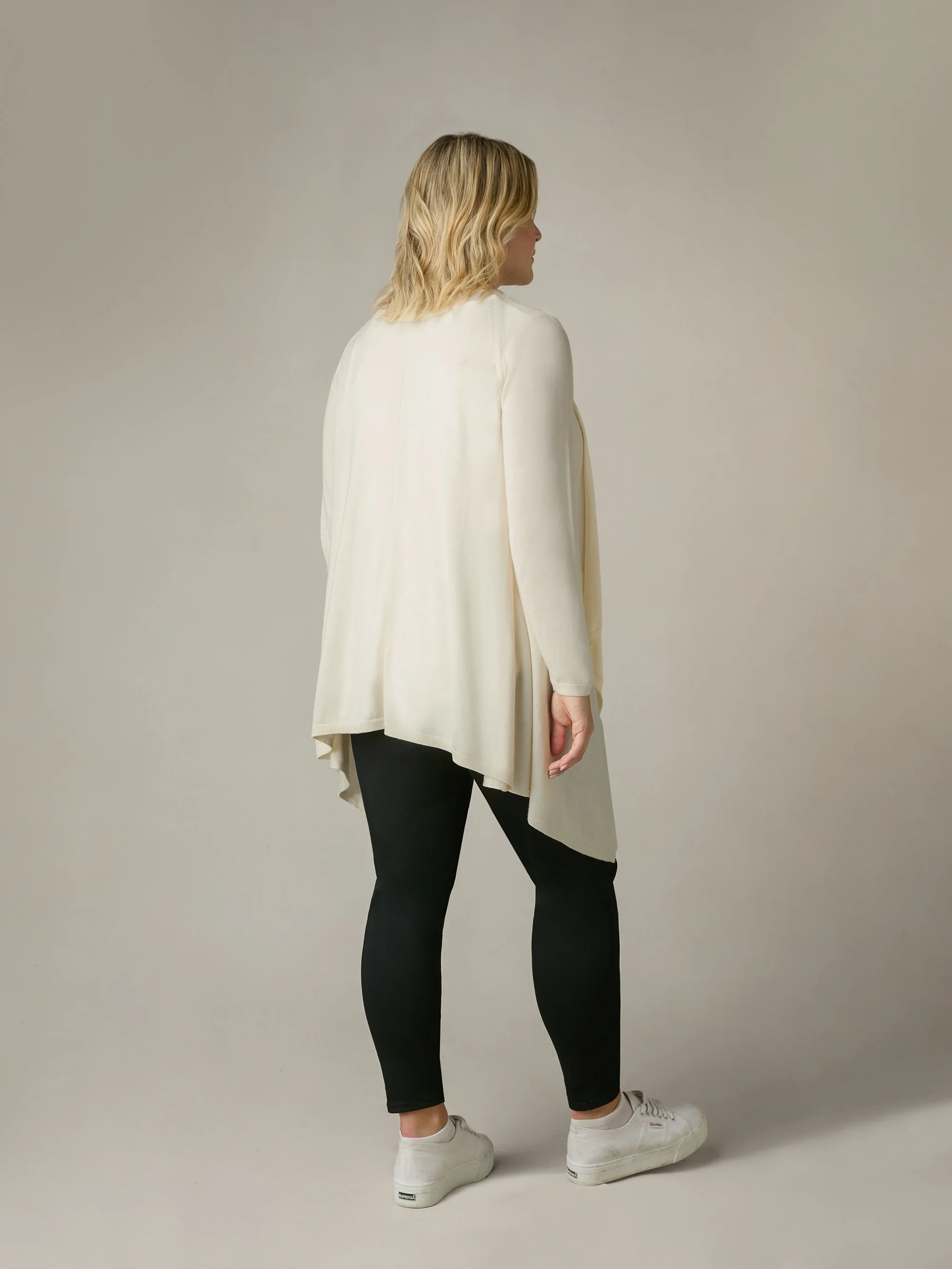 Stone Knitted Waterfall Cardigan - Image 4
