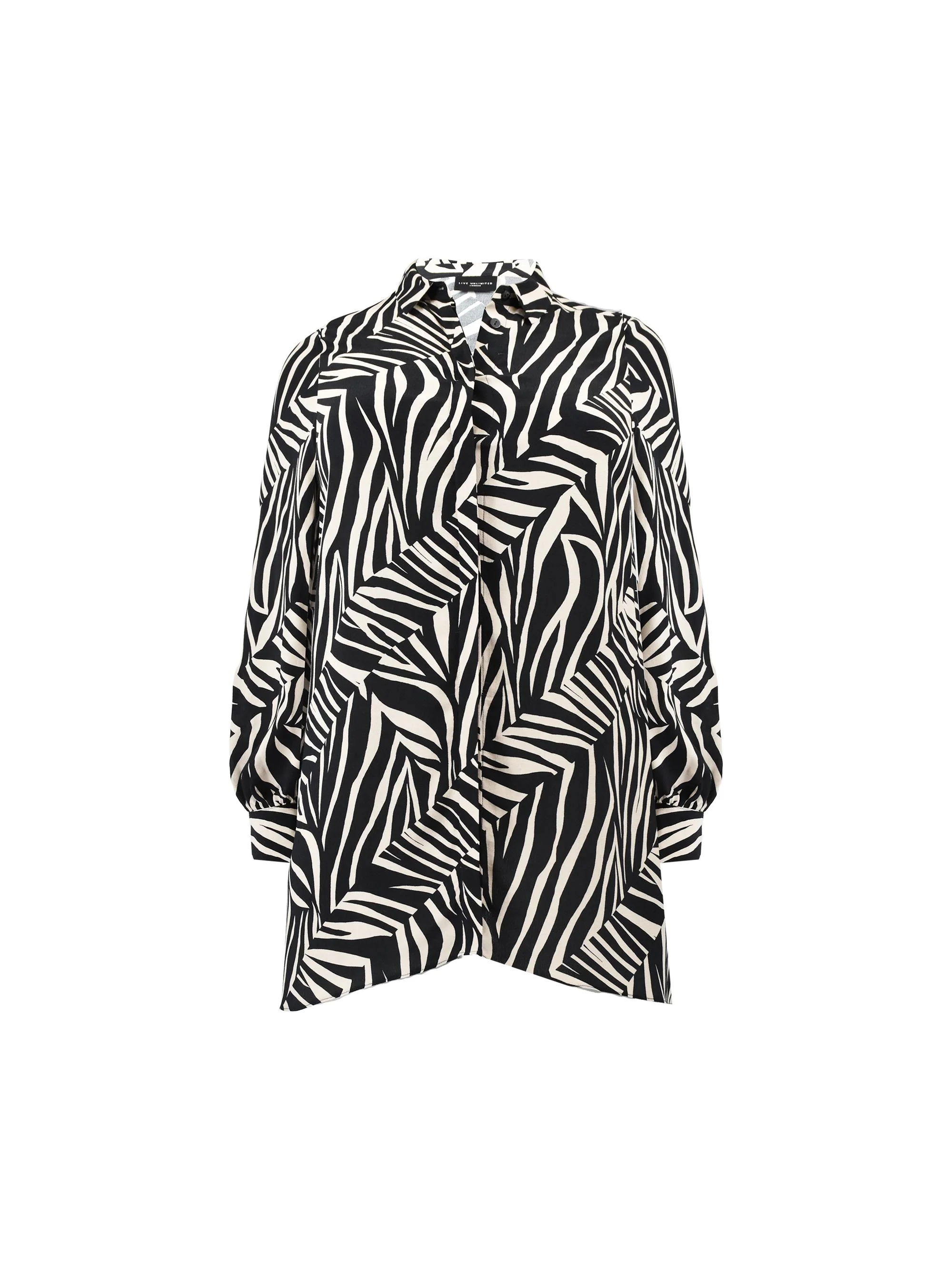 Stone Linear Print Hanky Hem Shirt - Image 5