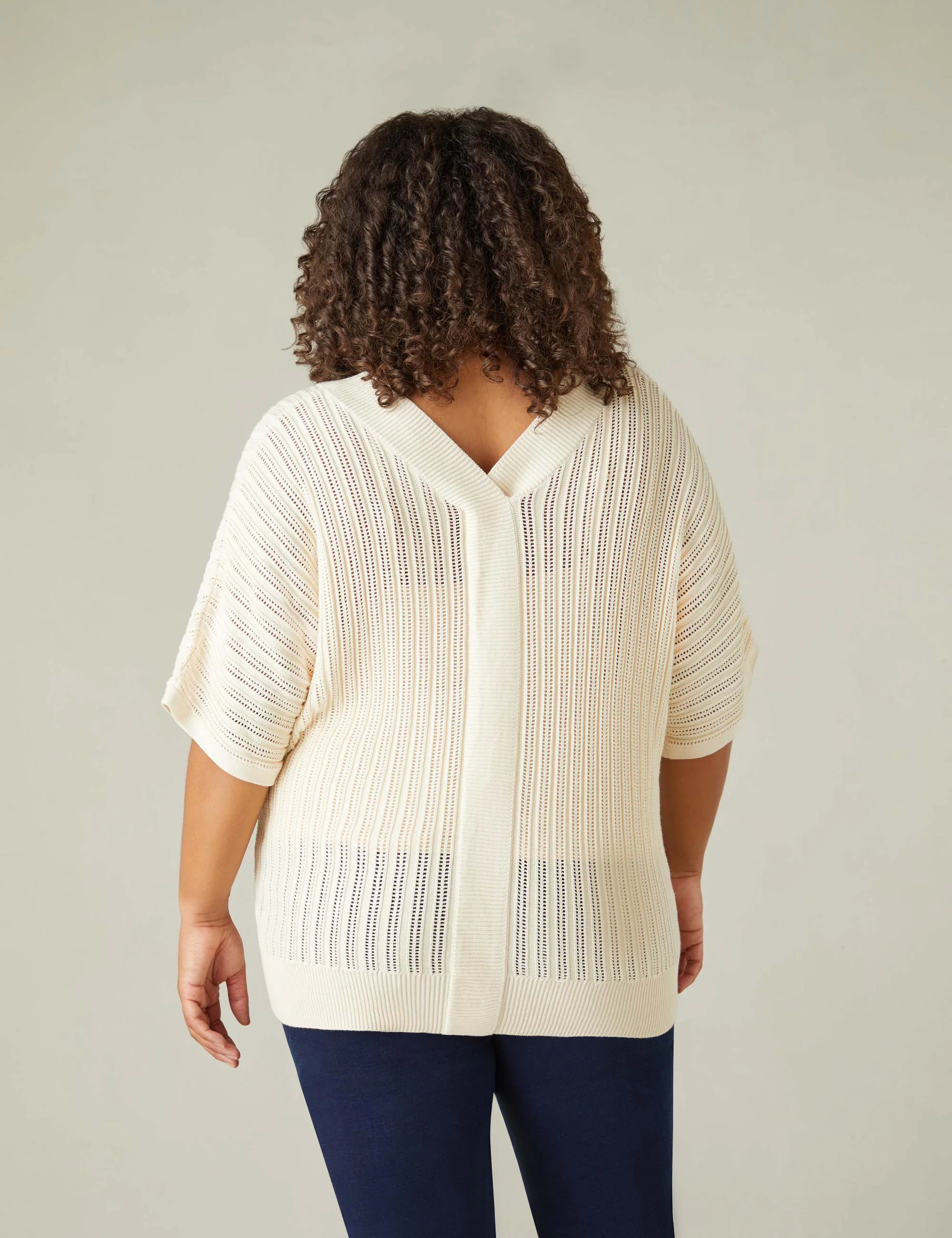 Stone Open Stitch Knitted Kaftan Jumper - Image 5