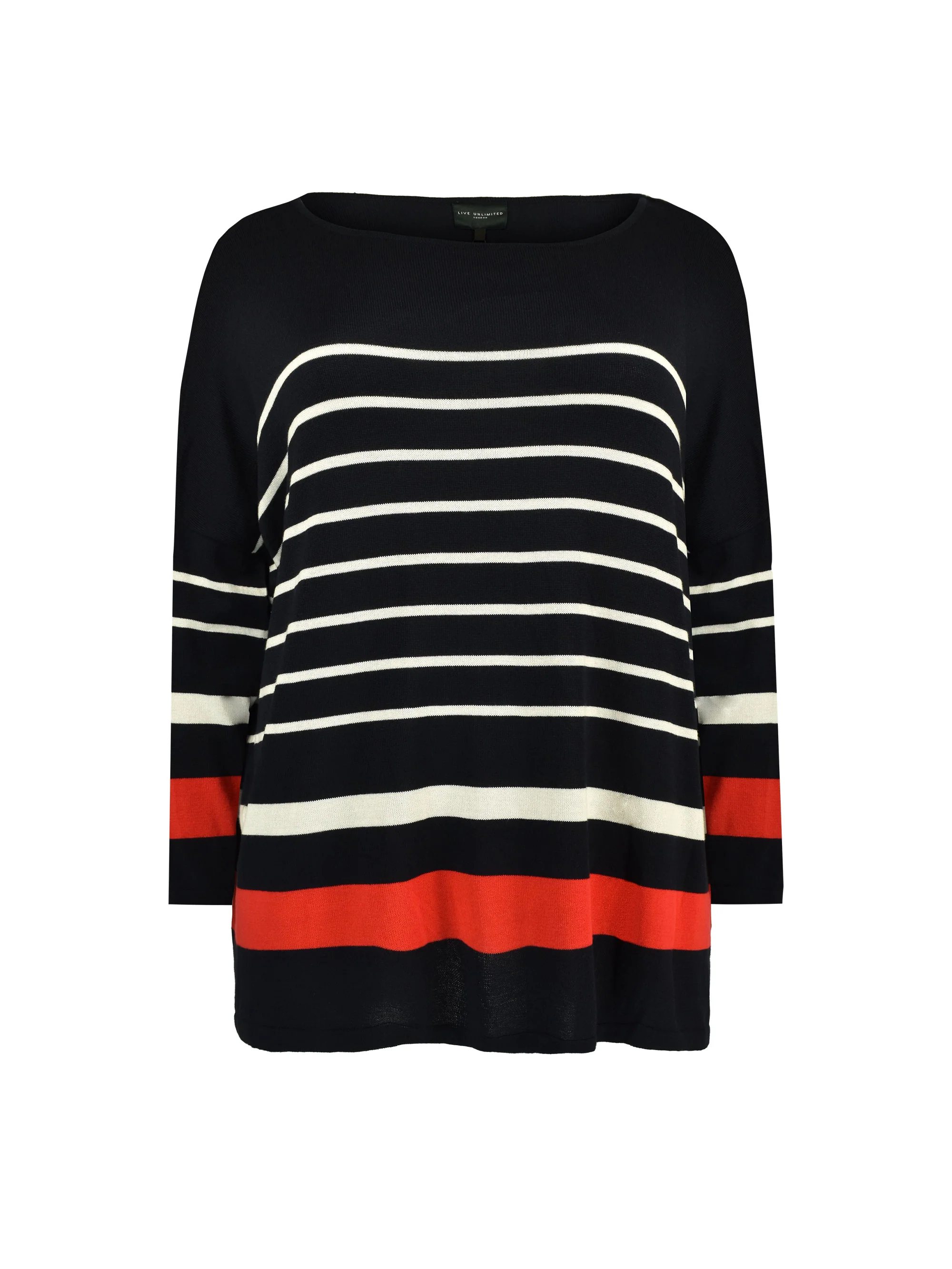 Navy, Ivory and Red Stripe Relaxed Jumper - Image 6