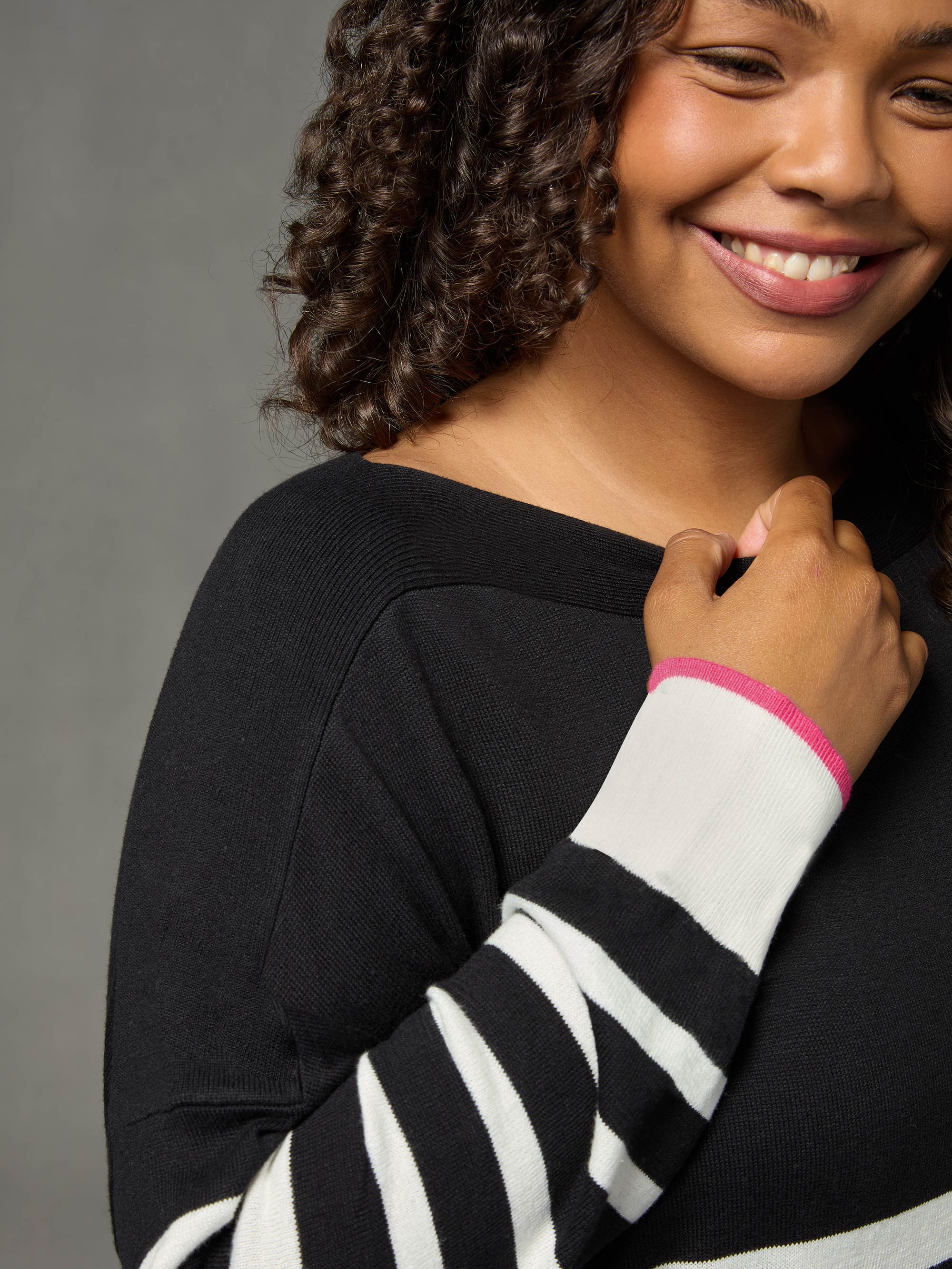 Stripe Pink Tipped Jumper - Image 3