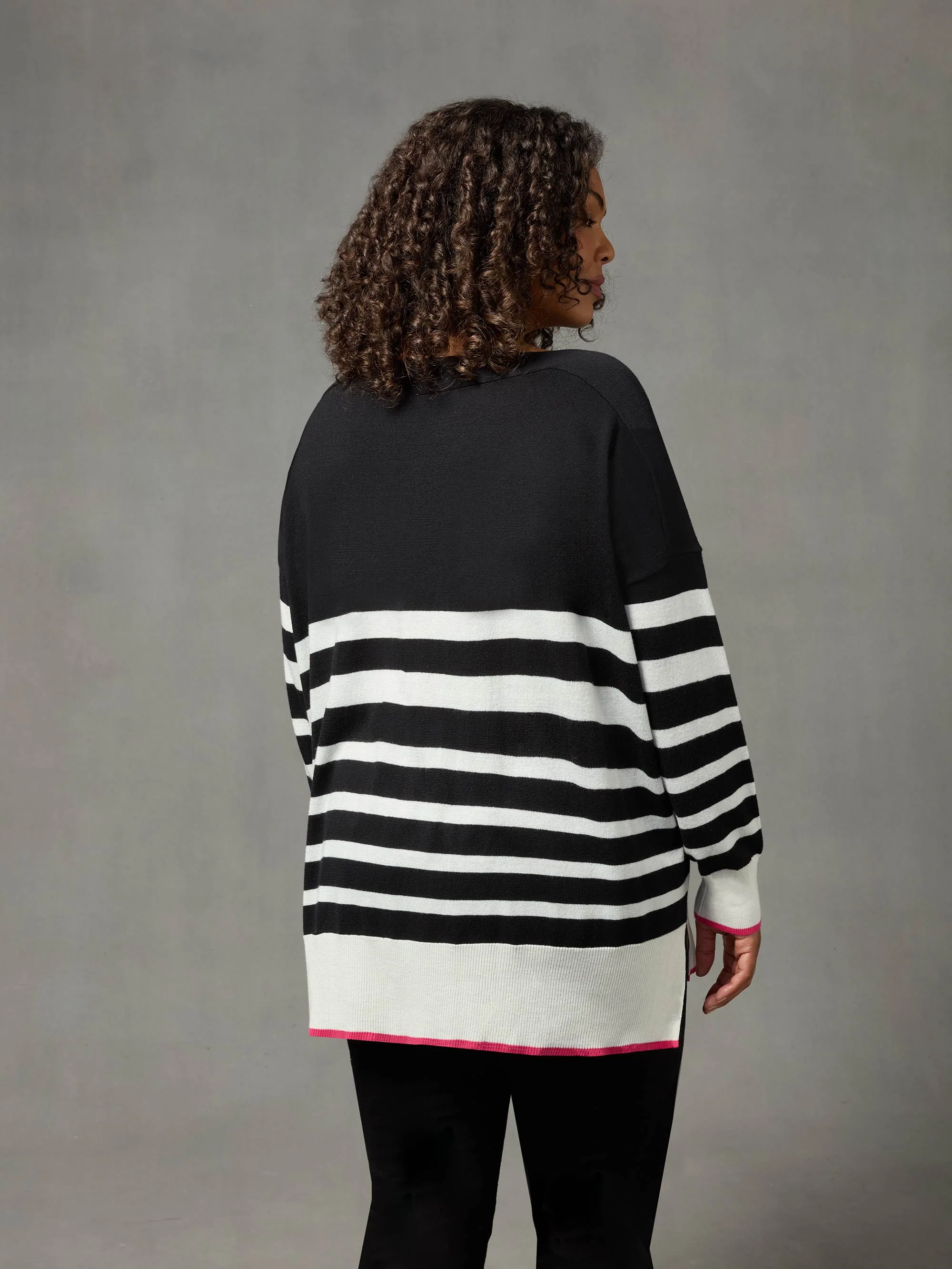 Stripe Pink Tipped Jumper - Image 4