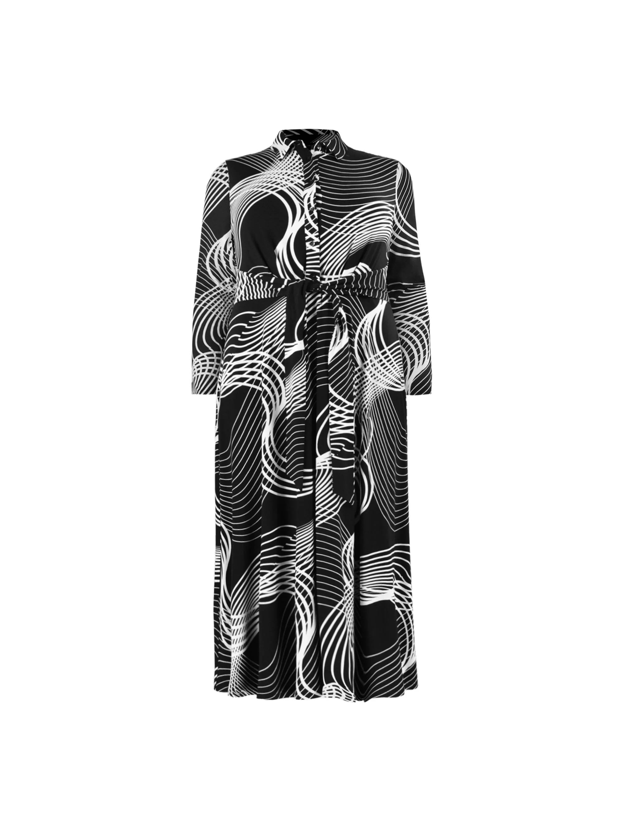 Swirl Print Jersey Midi Shirt Dress - Image 4