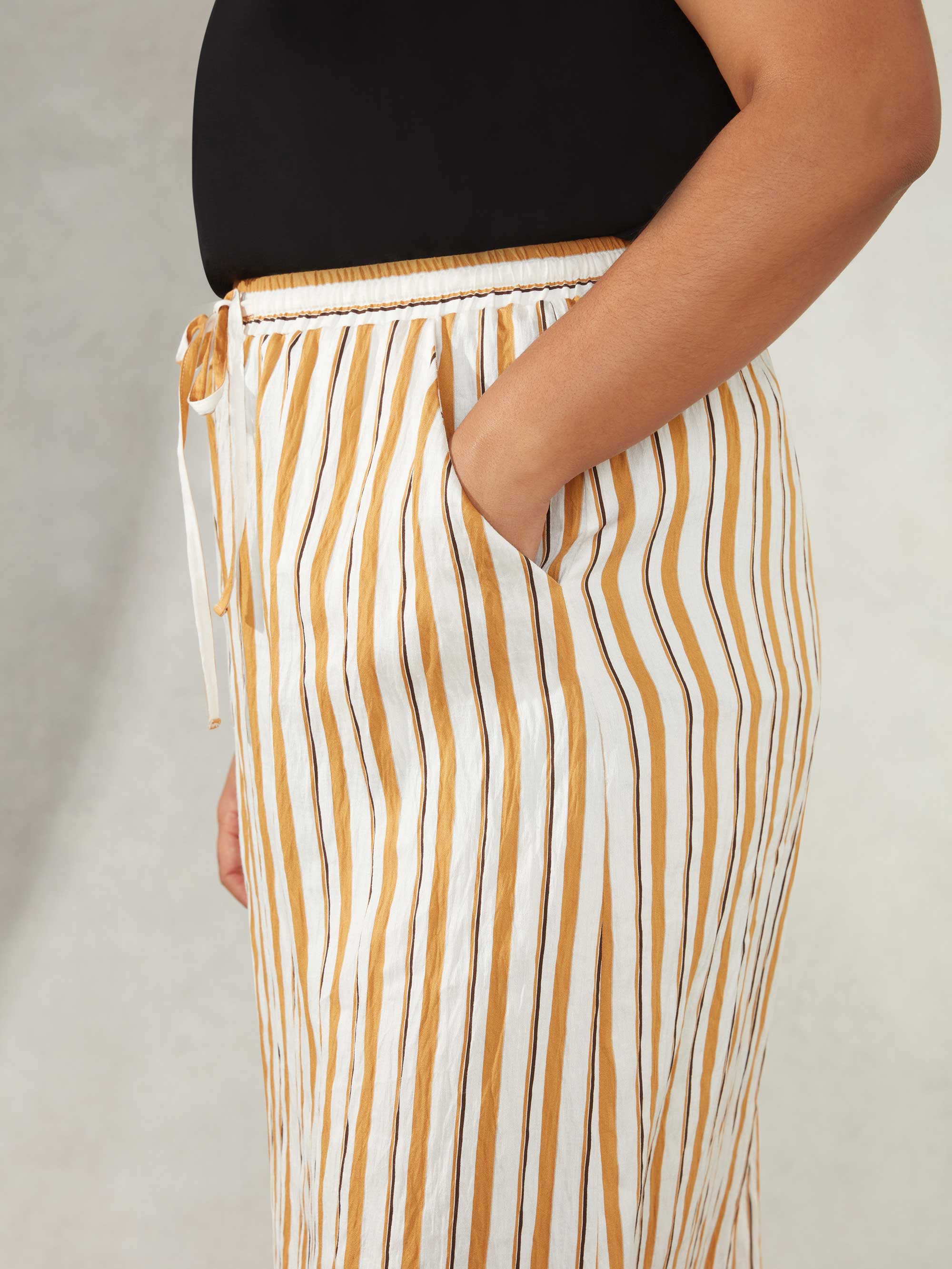 Tan Stripe Maxi Skirt - Image 2