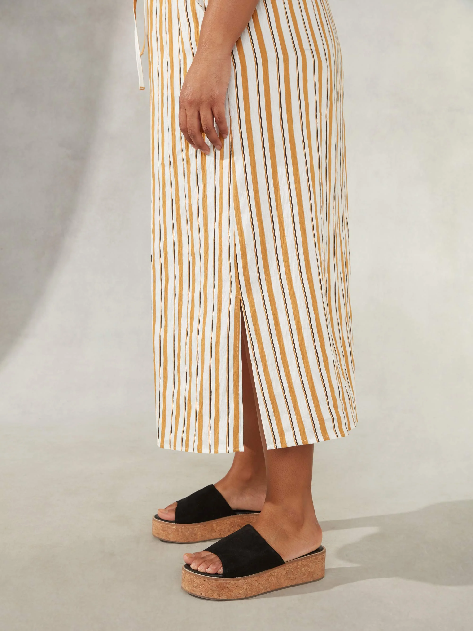 Tan Stripe Maxi Skirt - Image 3
