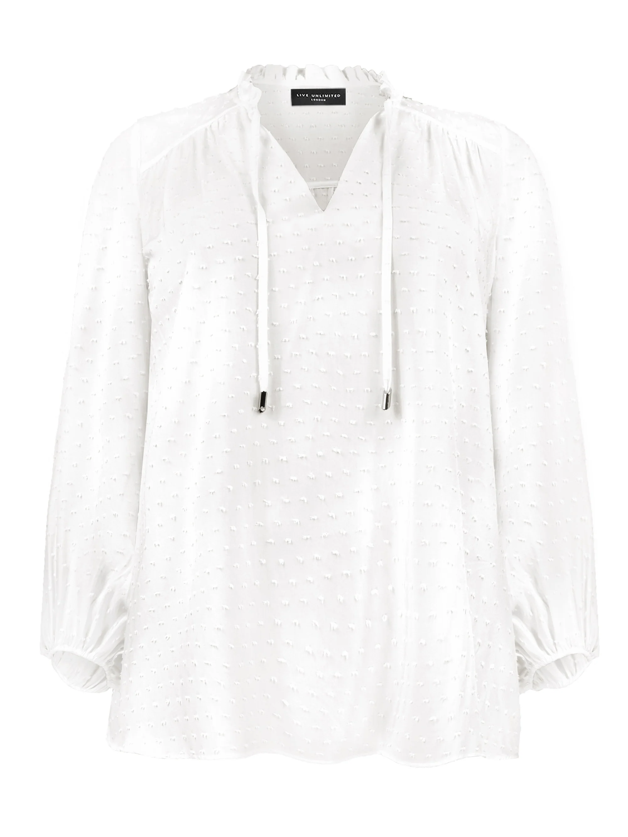 White Textured Dobby Boho Blouse - Image 4