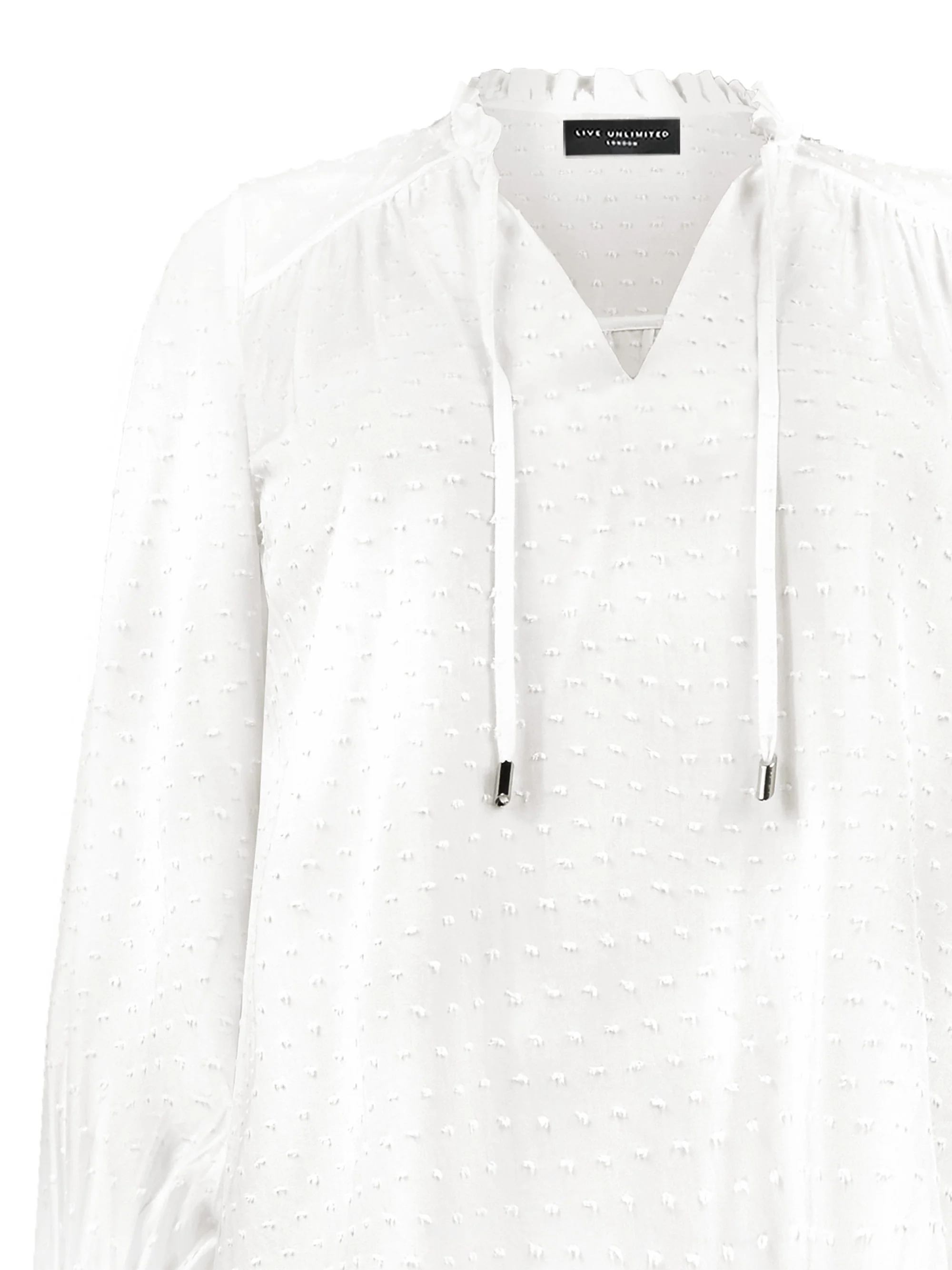 White Textured Dobby Boho Blouse - Image 6