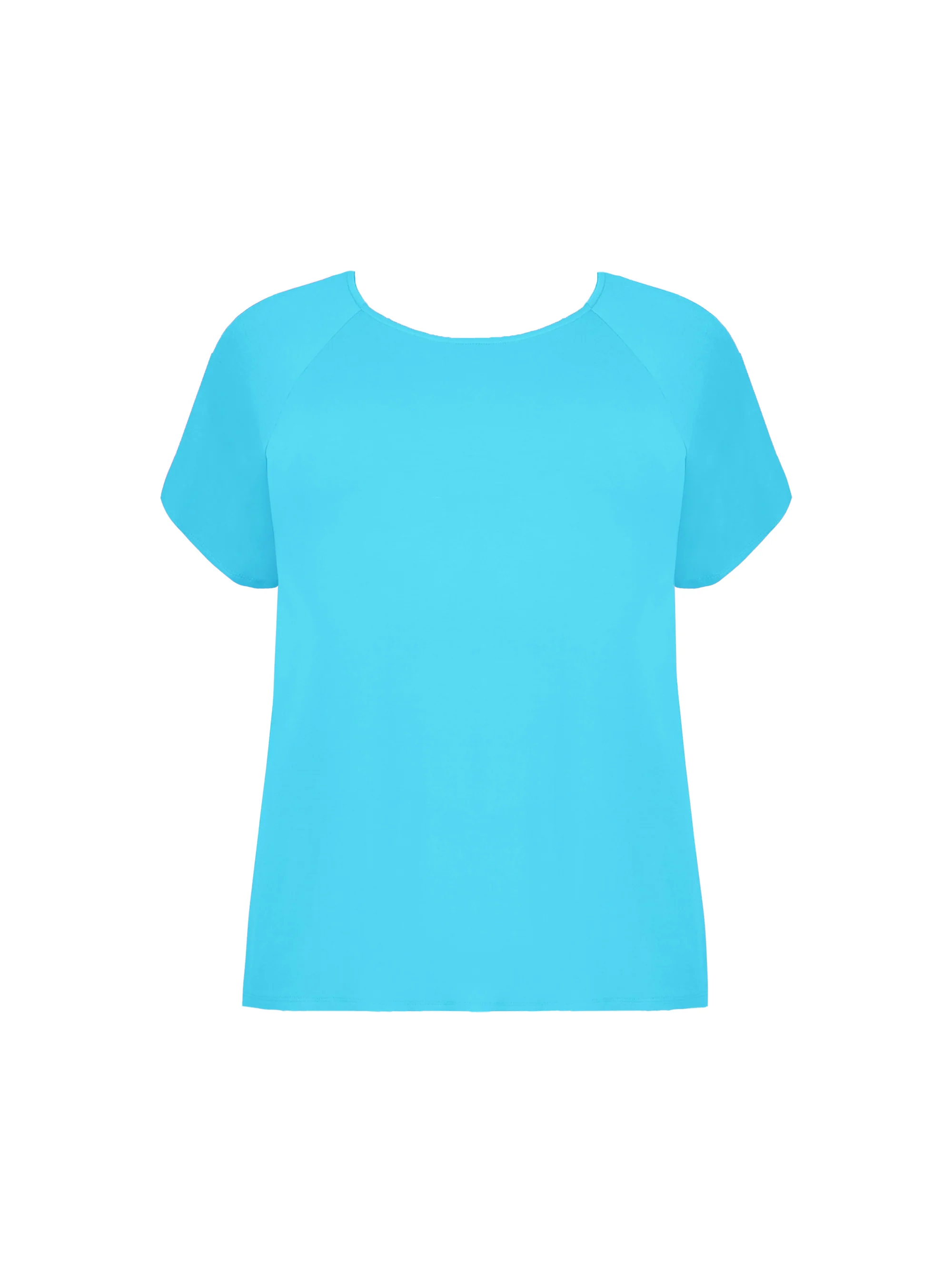 Turquoise Flutter Sleeve Jersey Top - Image 4