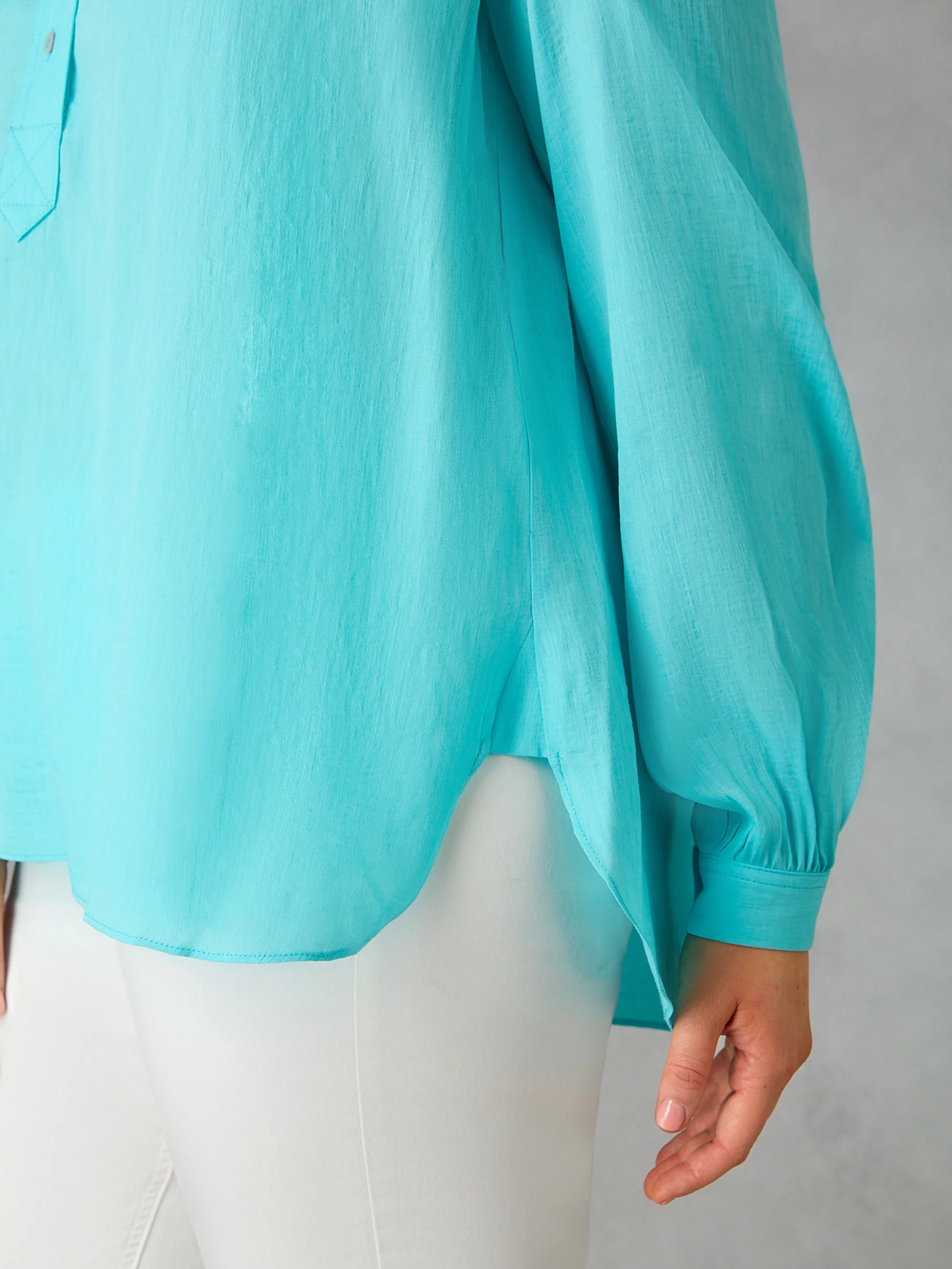Turquoise Nehru Collar Blouse - Image 6