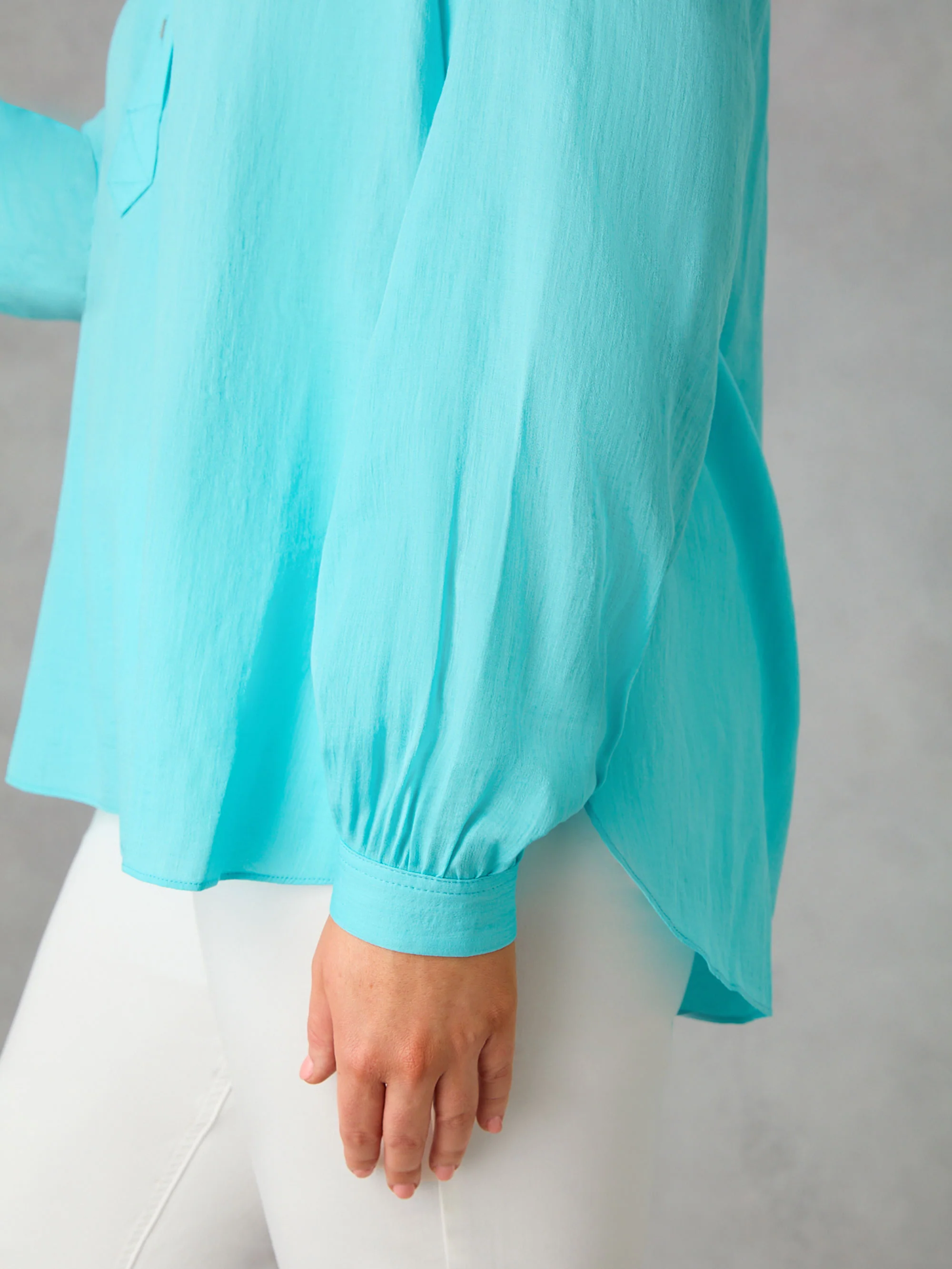 Turquoise Nehru Collar Blouse - Image 7