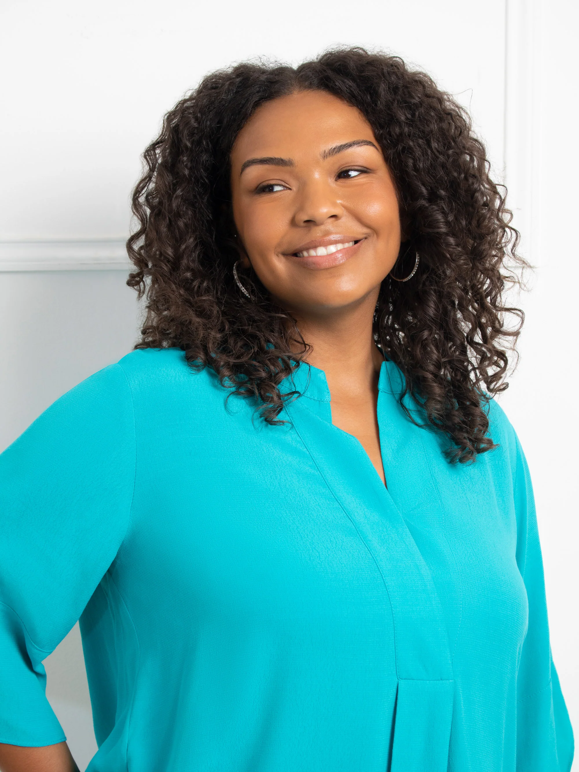 Turquoise Nehru Collar Top - Image 3
