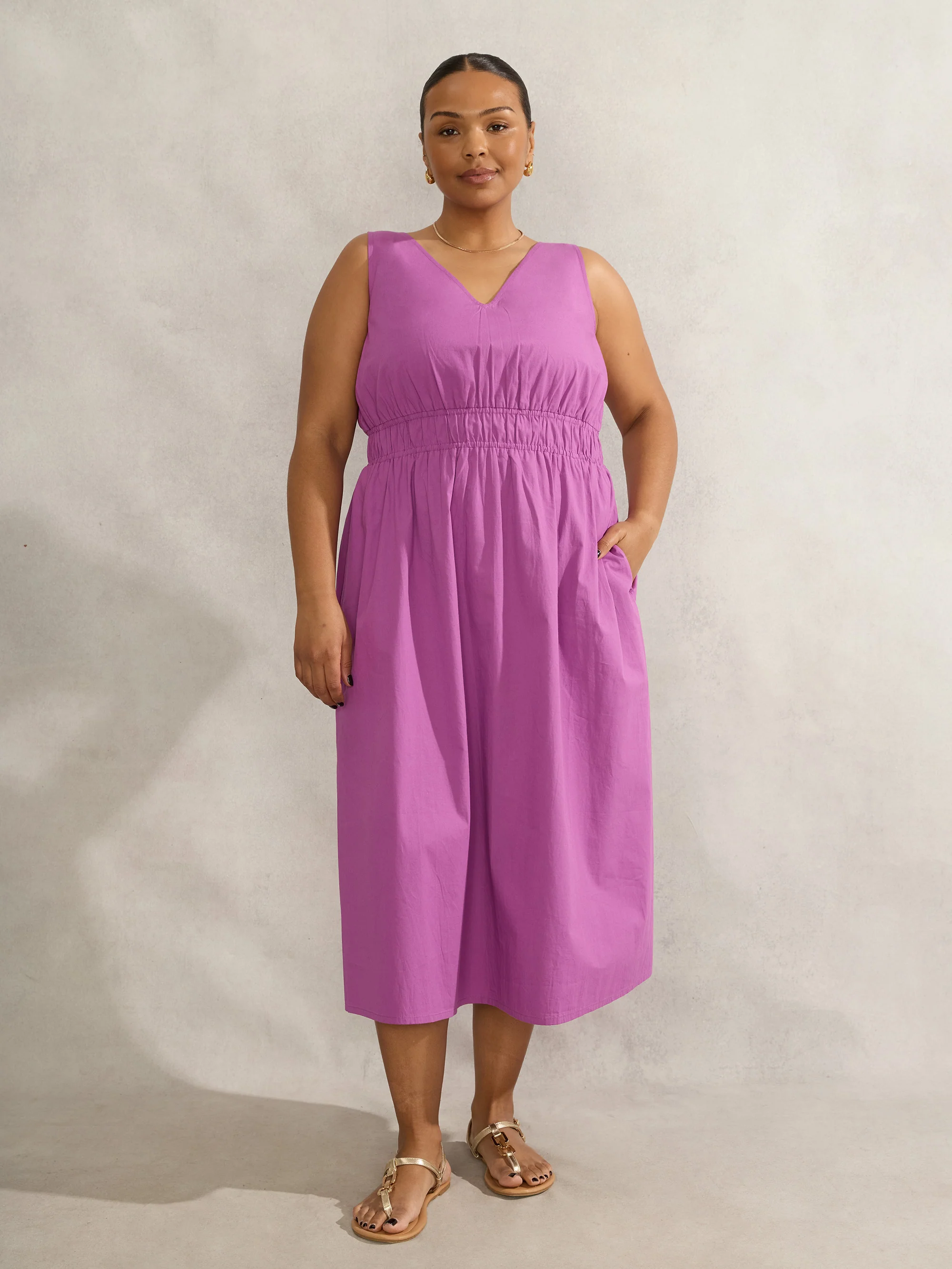 V Neck Elasticated Waist Dress - Image 3