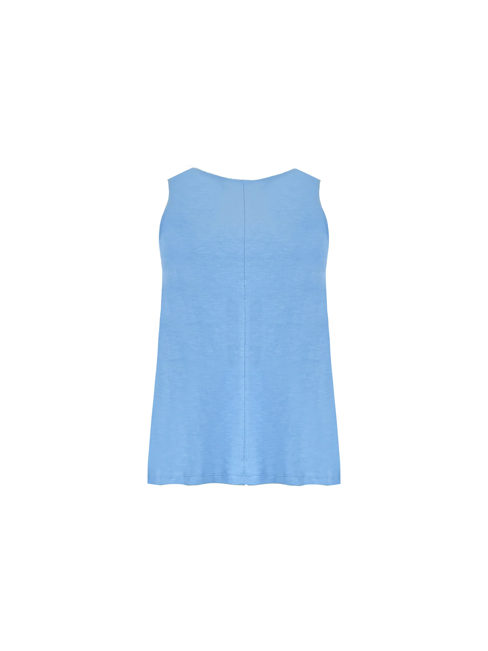 Washed Blue Cotton Slub Round Neck Vest - Image 4