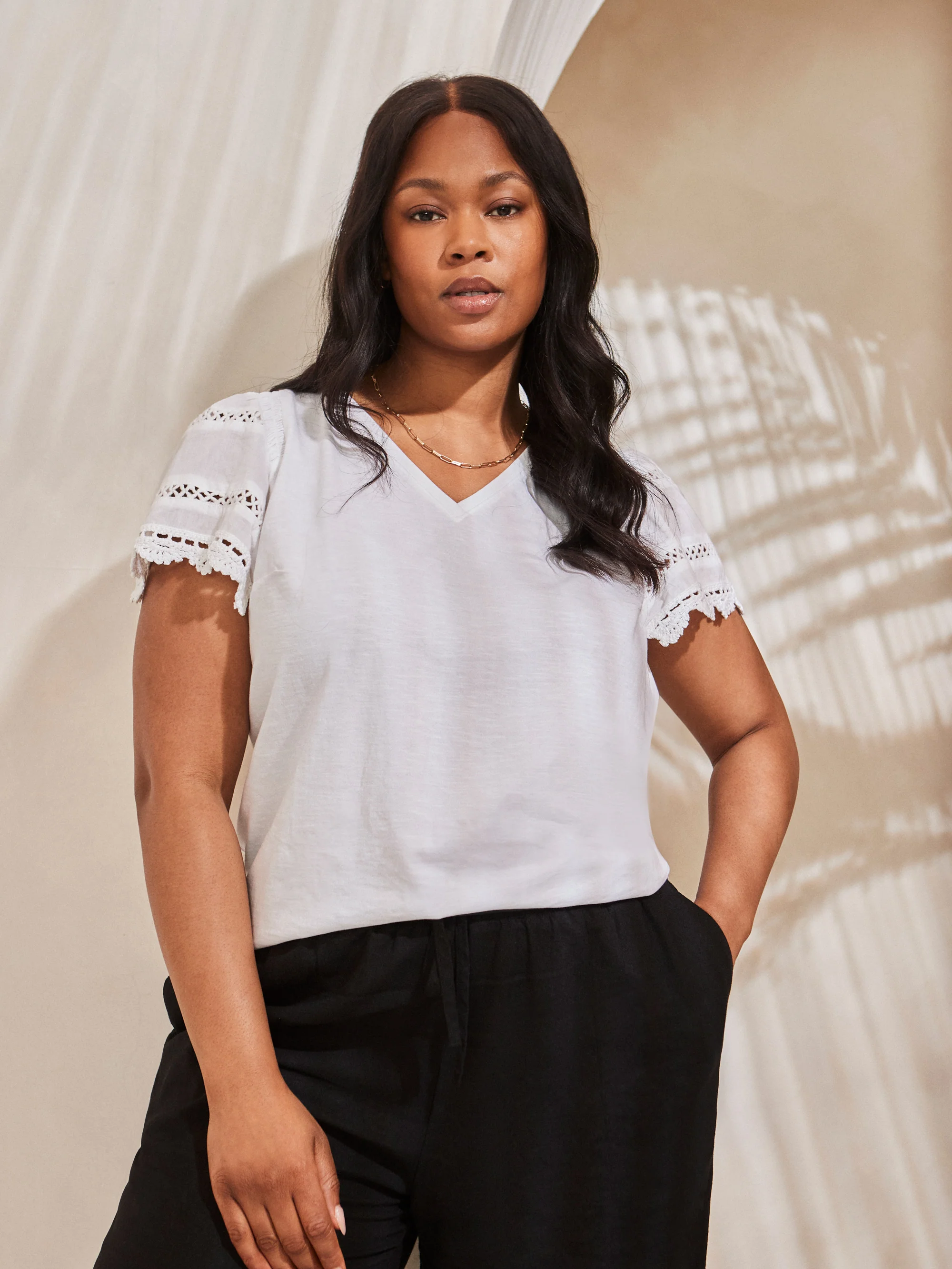 White Angel Sleeve Neck Top - Image 4