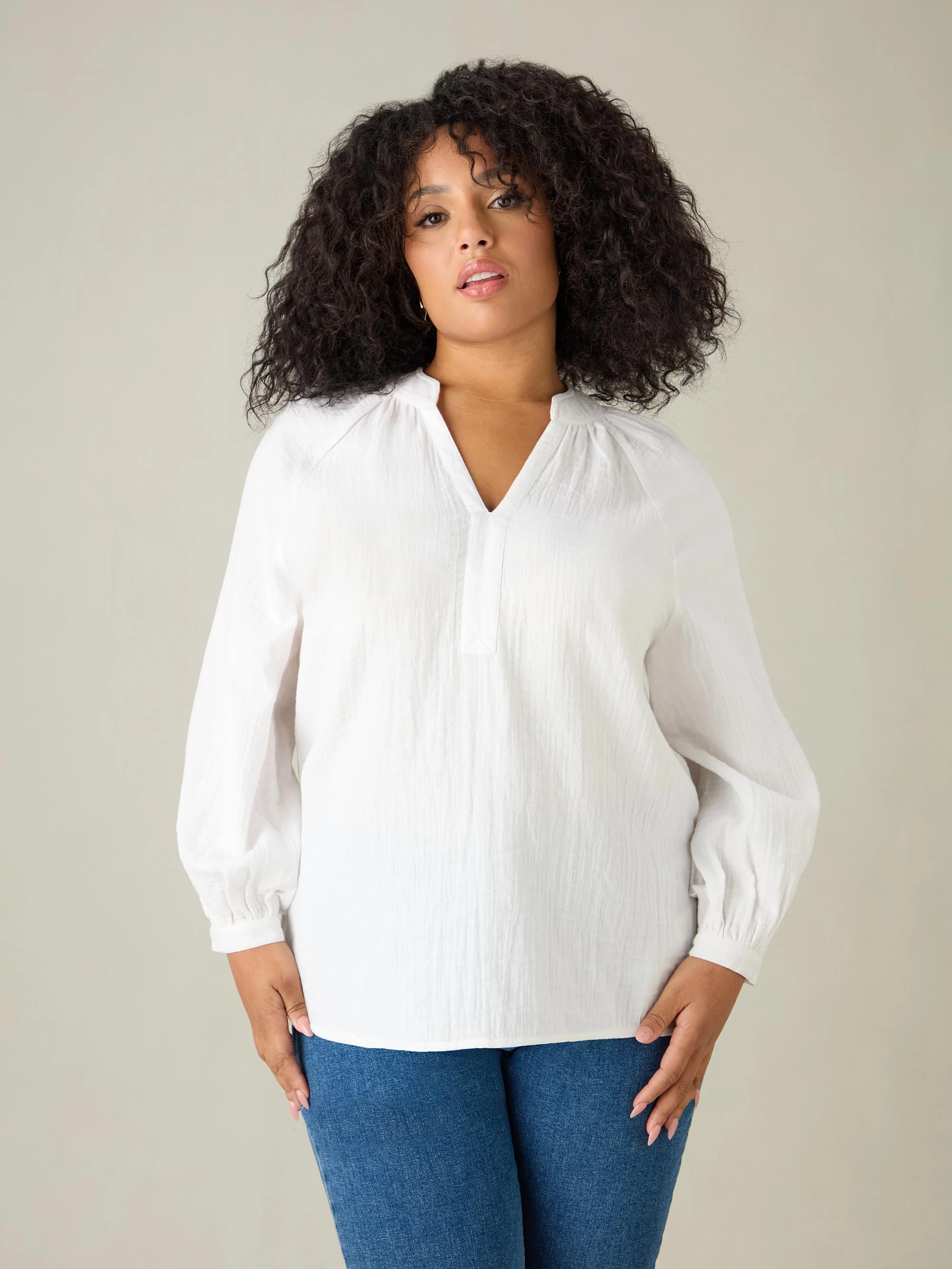 White Cotton Crinkle Top - Image 2