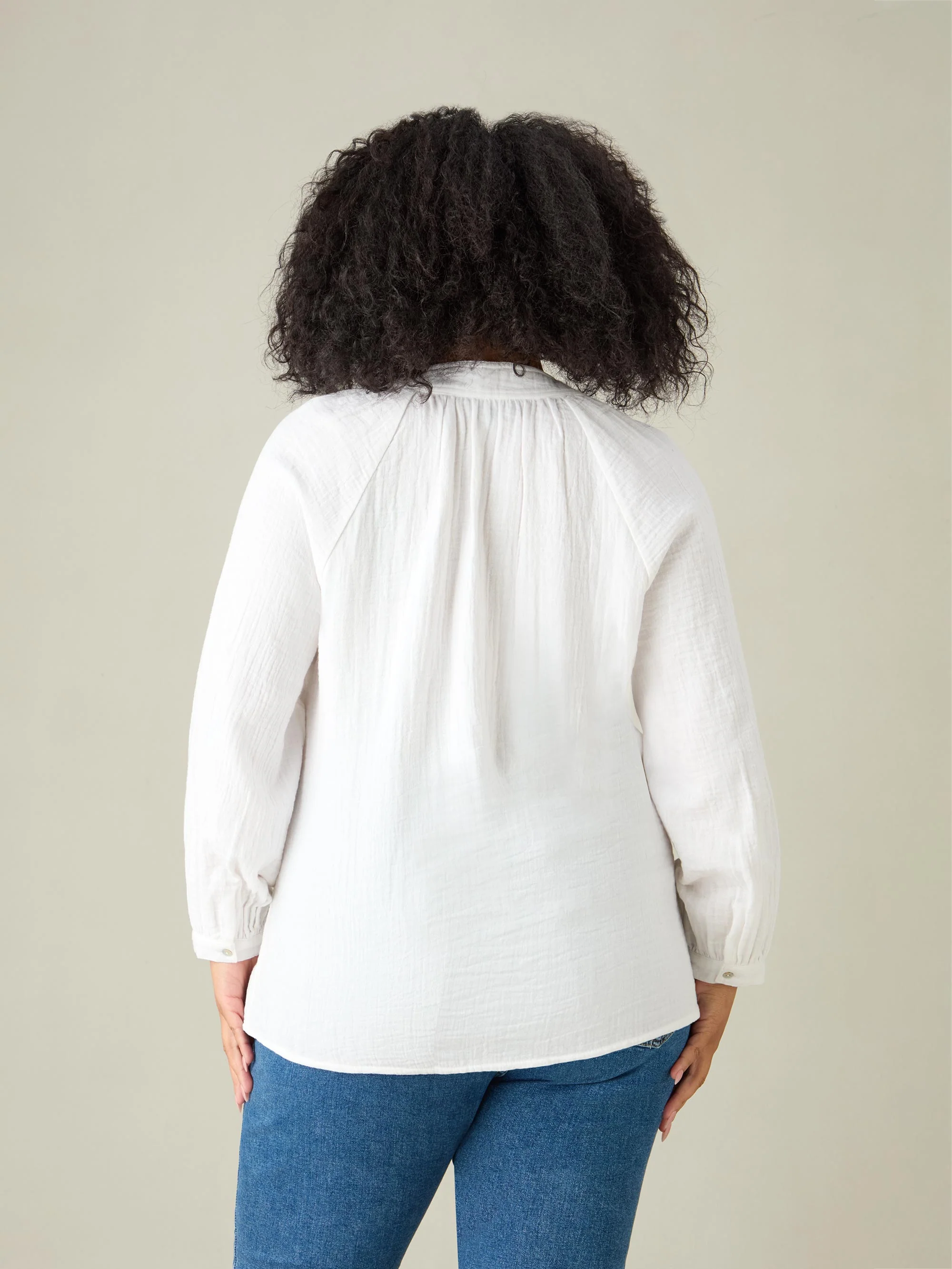 White Cotton Crinkle Top - Image 3