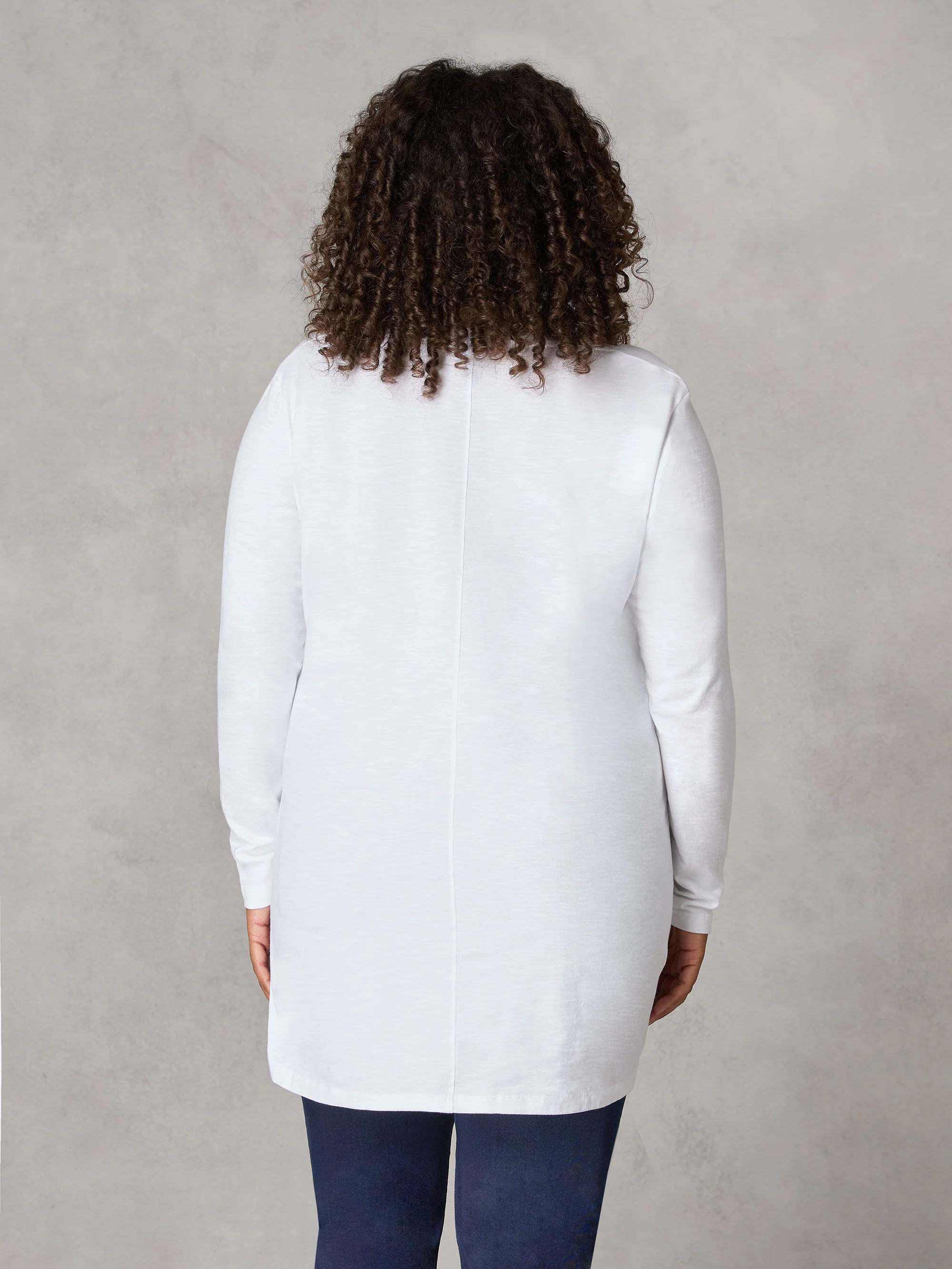 White Cotton Slub Long Sleeve T-Shirt - Image 3