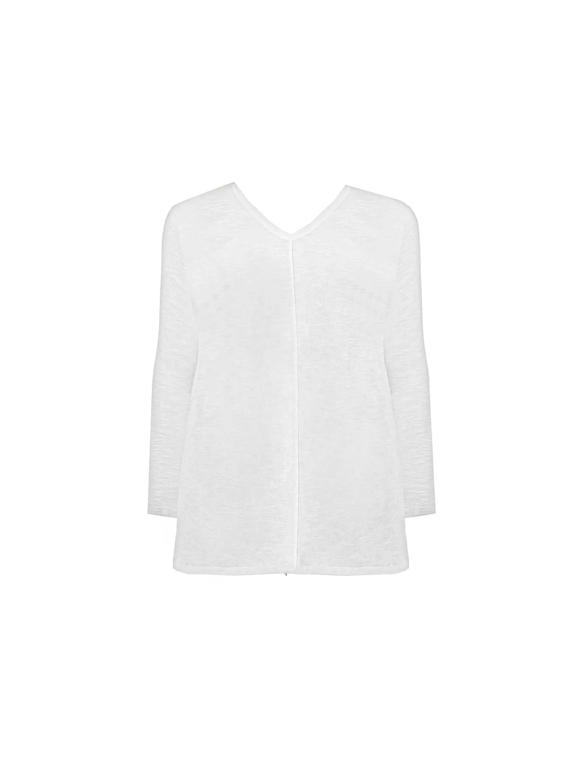White Cotton Slub Long Sleeve T-Shirt - Image 4