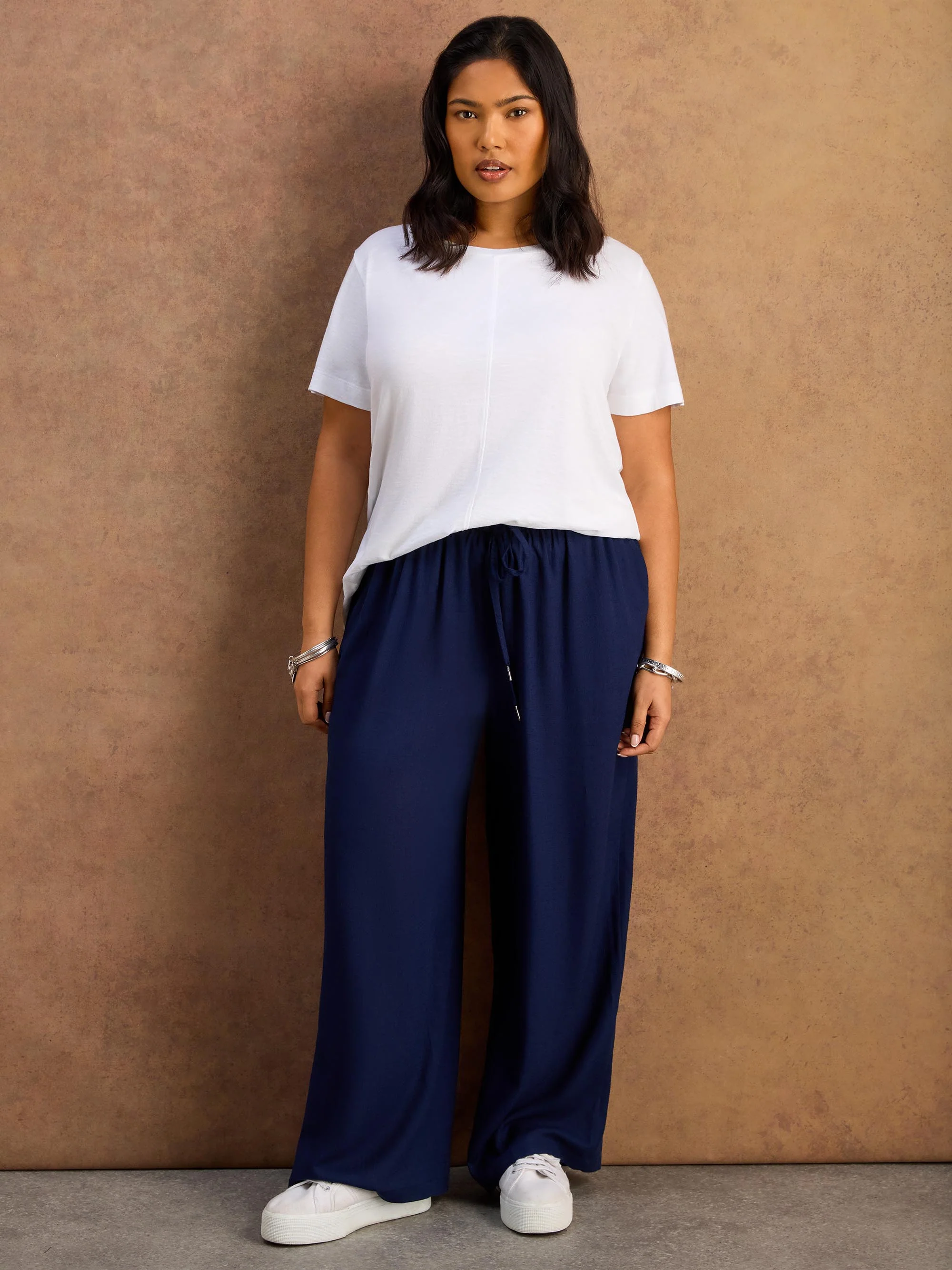 White Cotton Slub Round Neck Seam Detail T-Shirt - Image 5